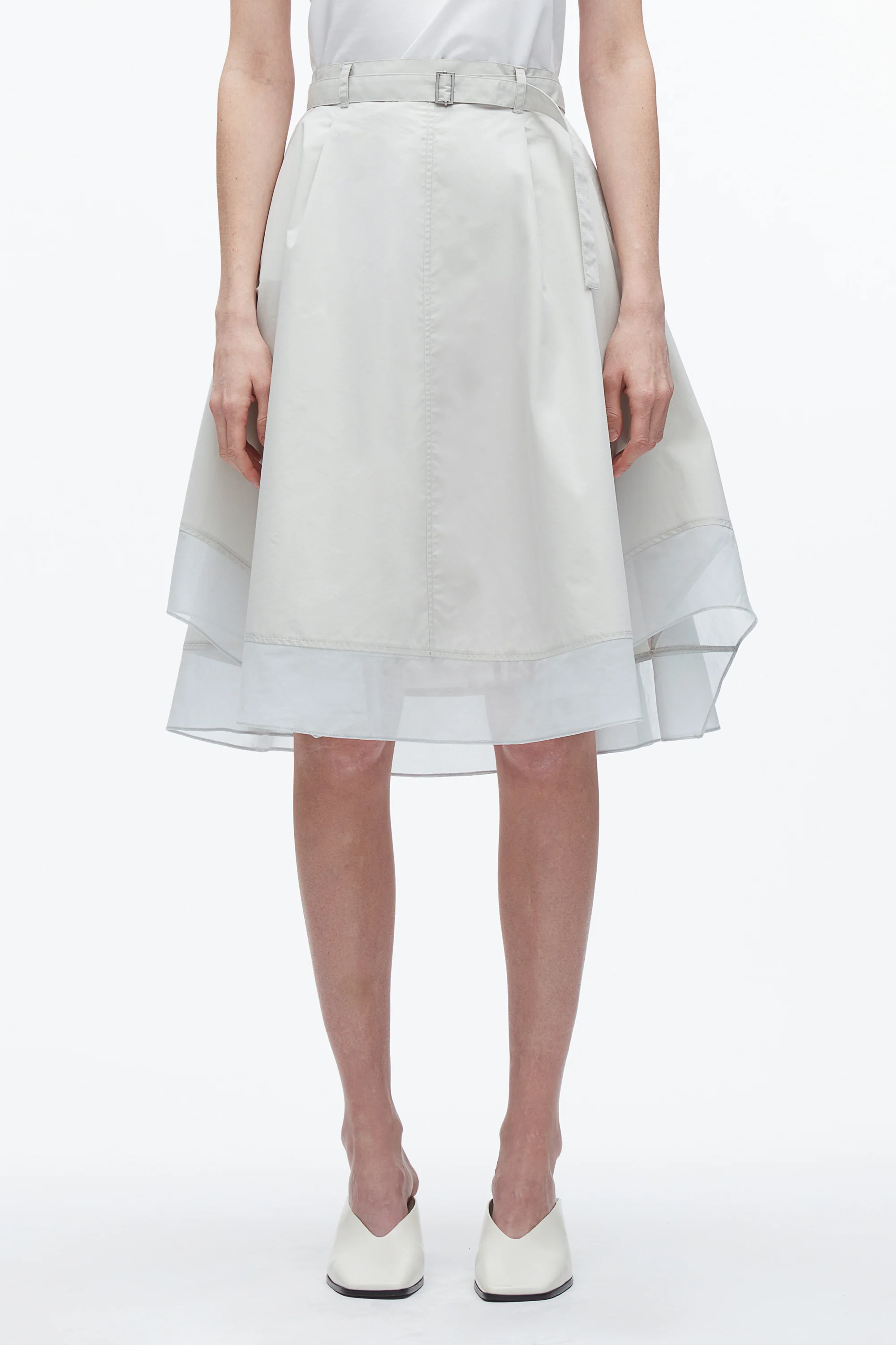 Belted Flounce Skirt with Chiffon Combo - Image 3