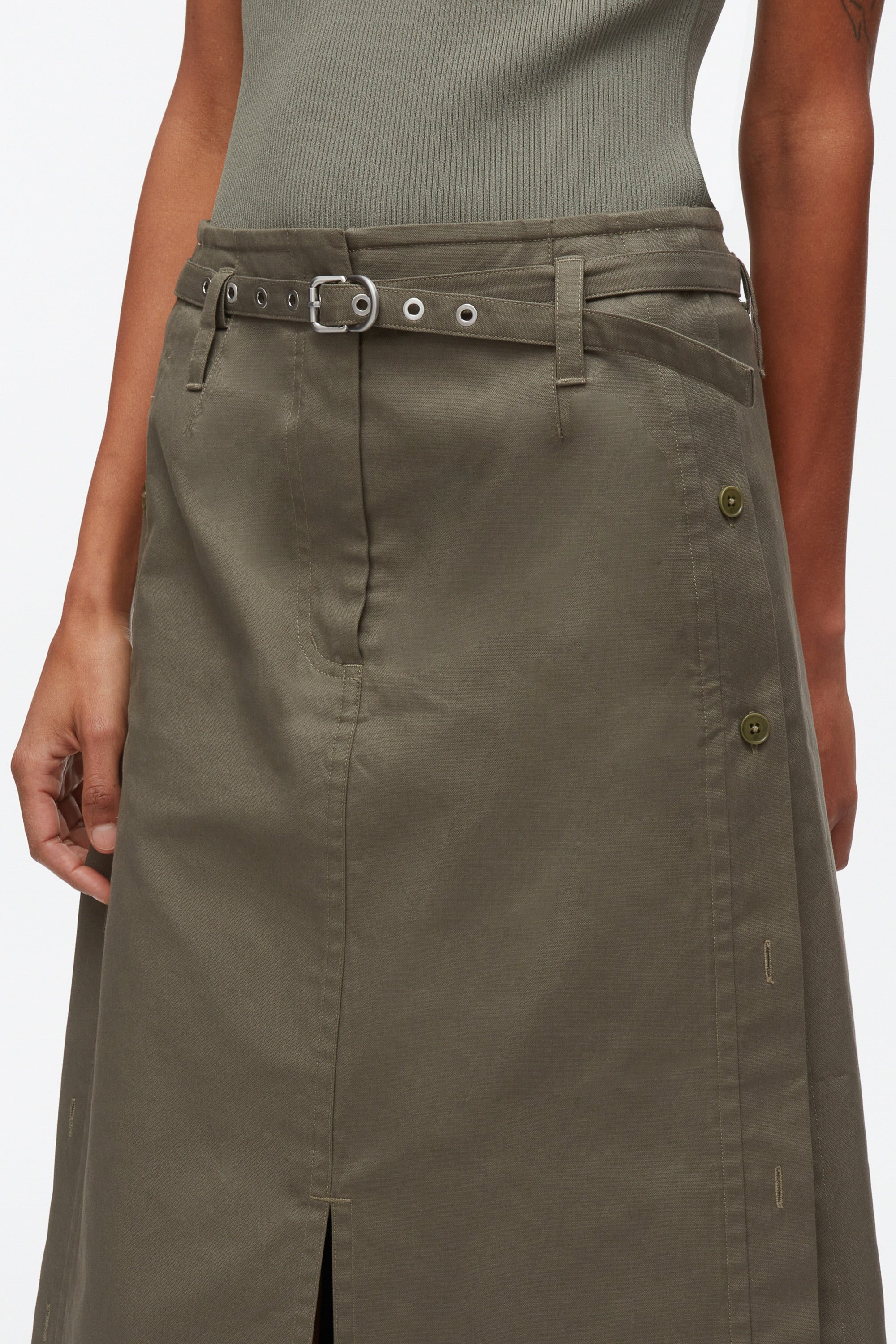 Buttoned Side Utility Skirt - Image 10