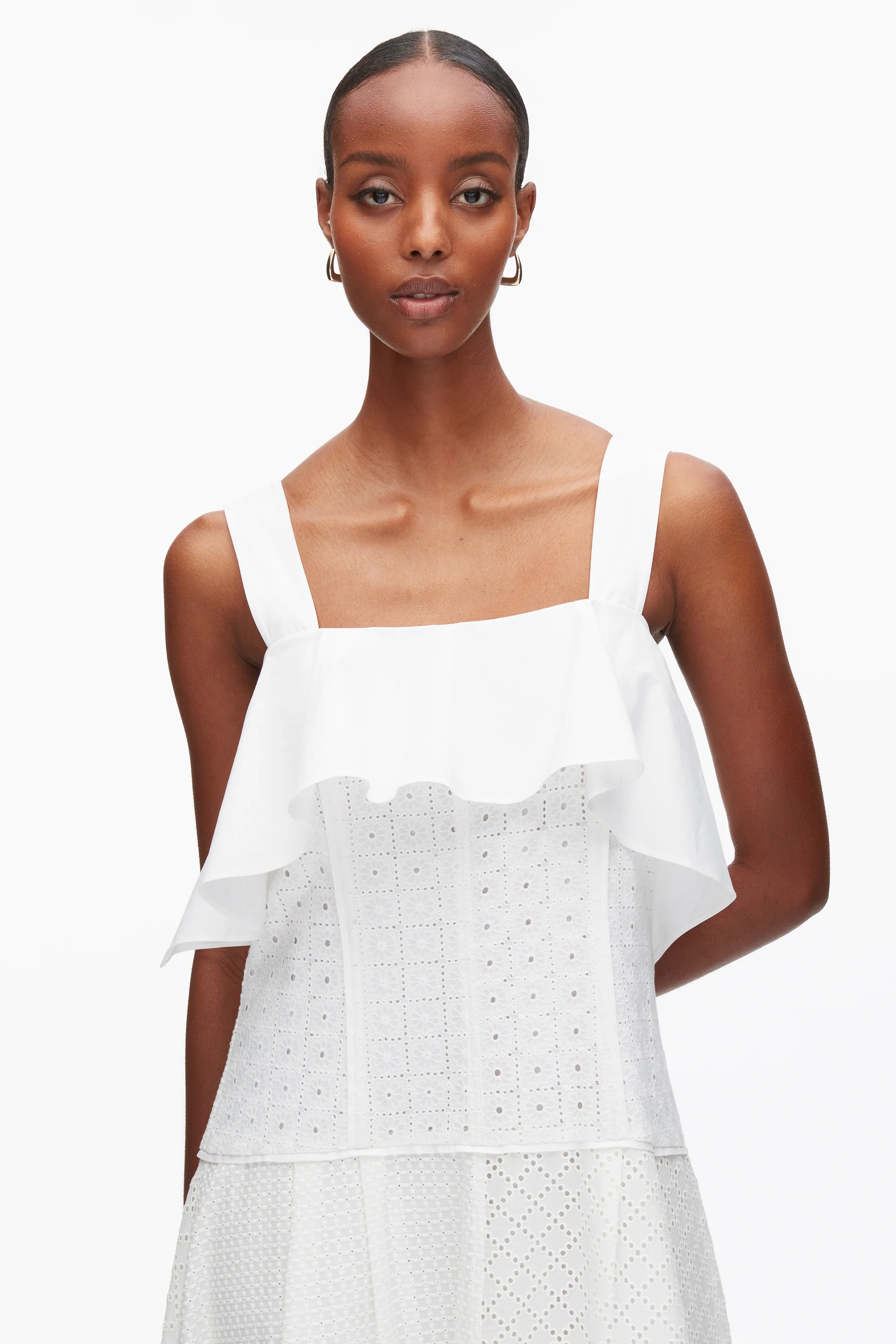 Broderie Anglaise Patchwork Cascade Midi Dress - Image 7