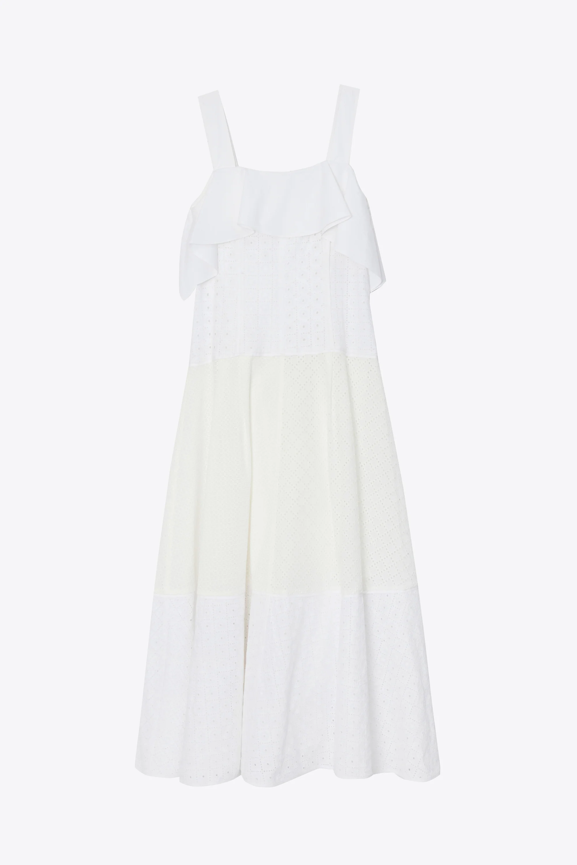 Broderie Anglaise Patchwork Cascade Midi Dress - Image 8