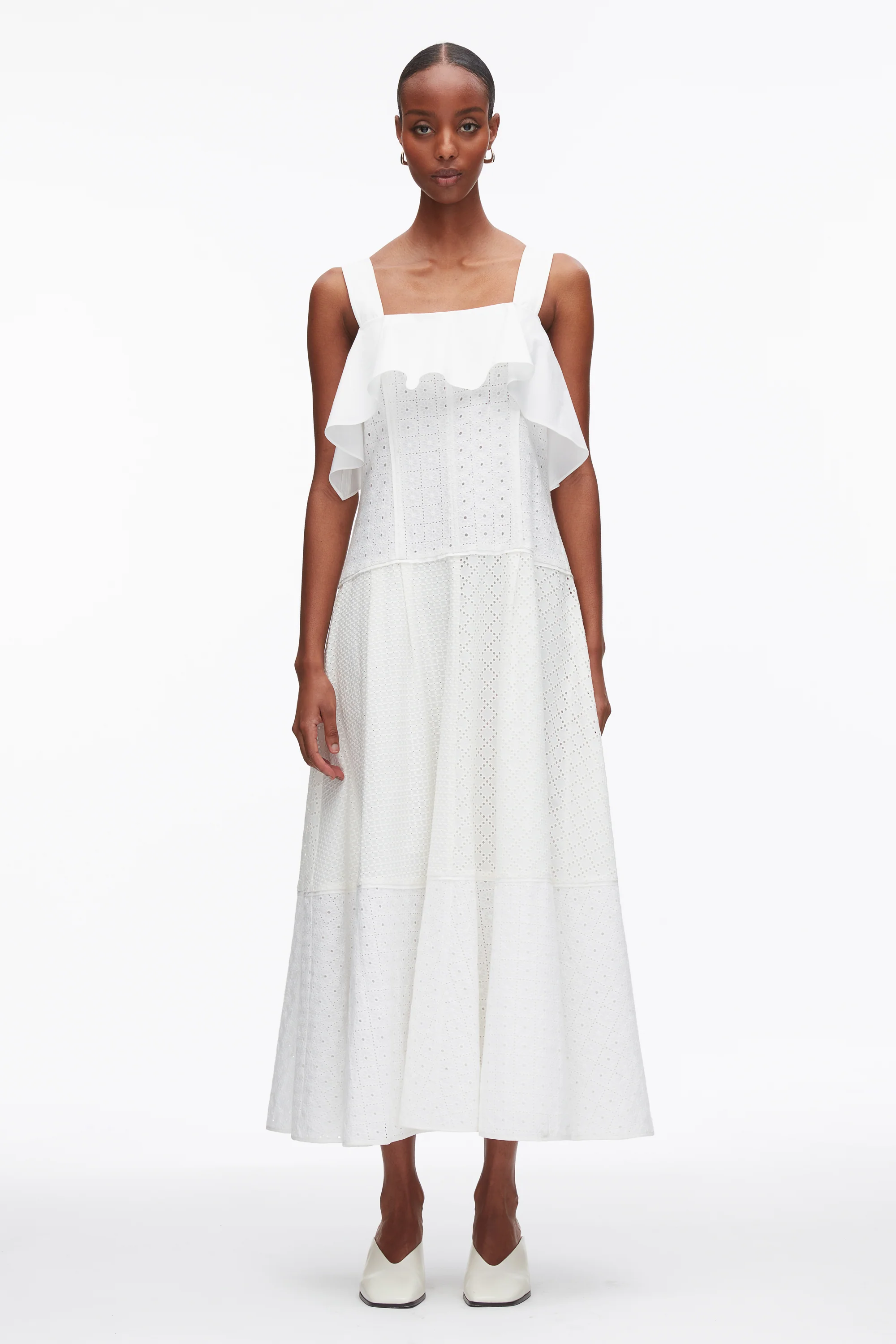 Broderie Anglaise Patchwork Cascade Midi Dress - Image 2