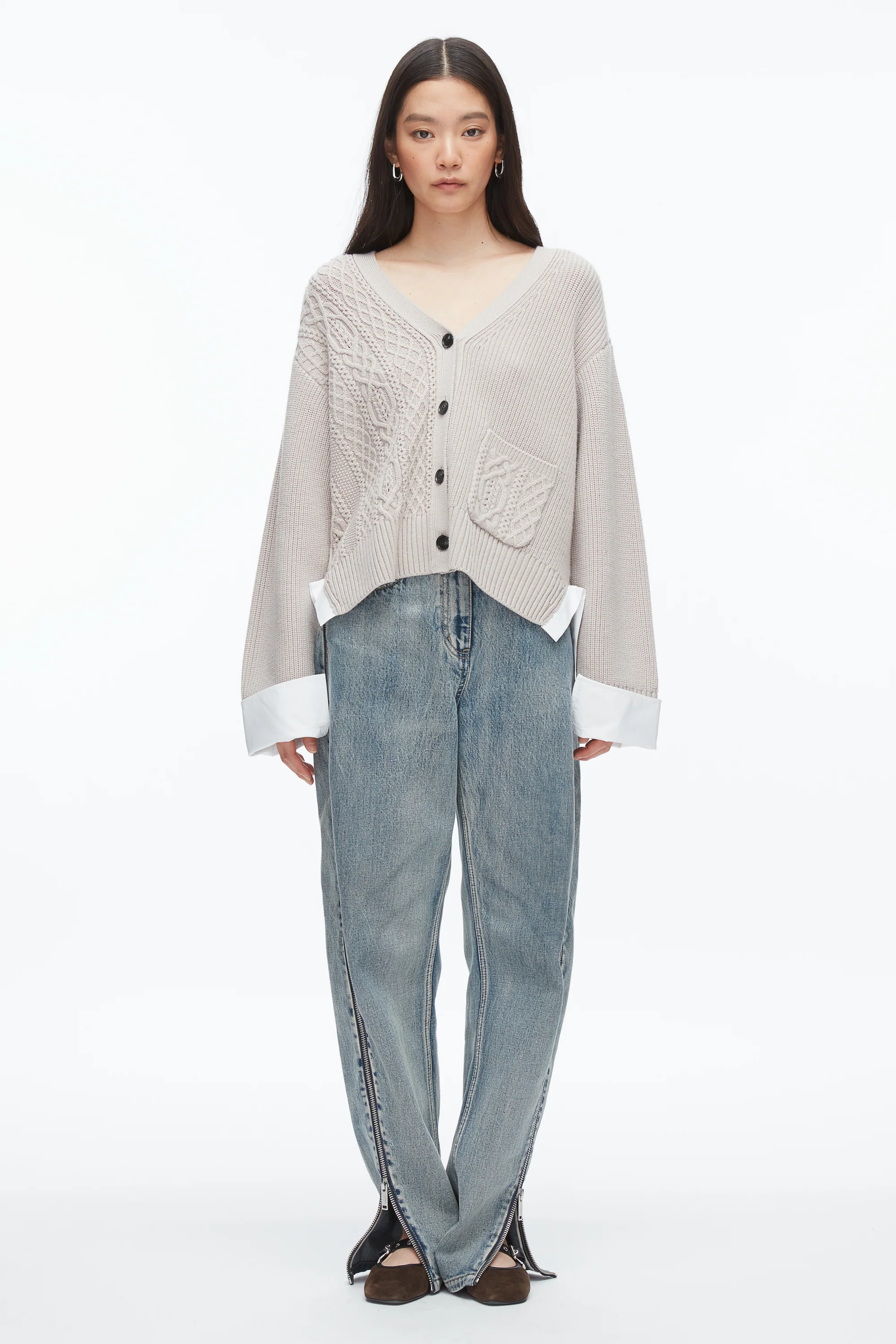 Cable Mix Boyfriend Cardigan - Image 2