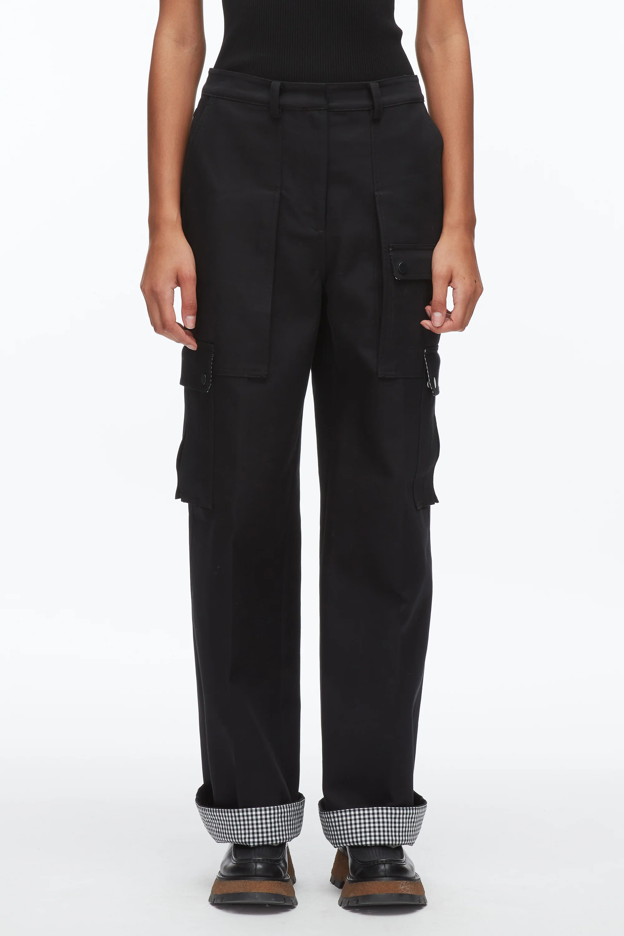 Carpenter Cargo Pants with Plaid Cuffs - Image 3