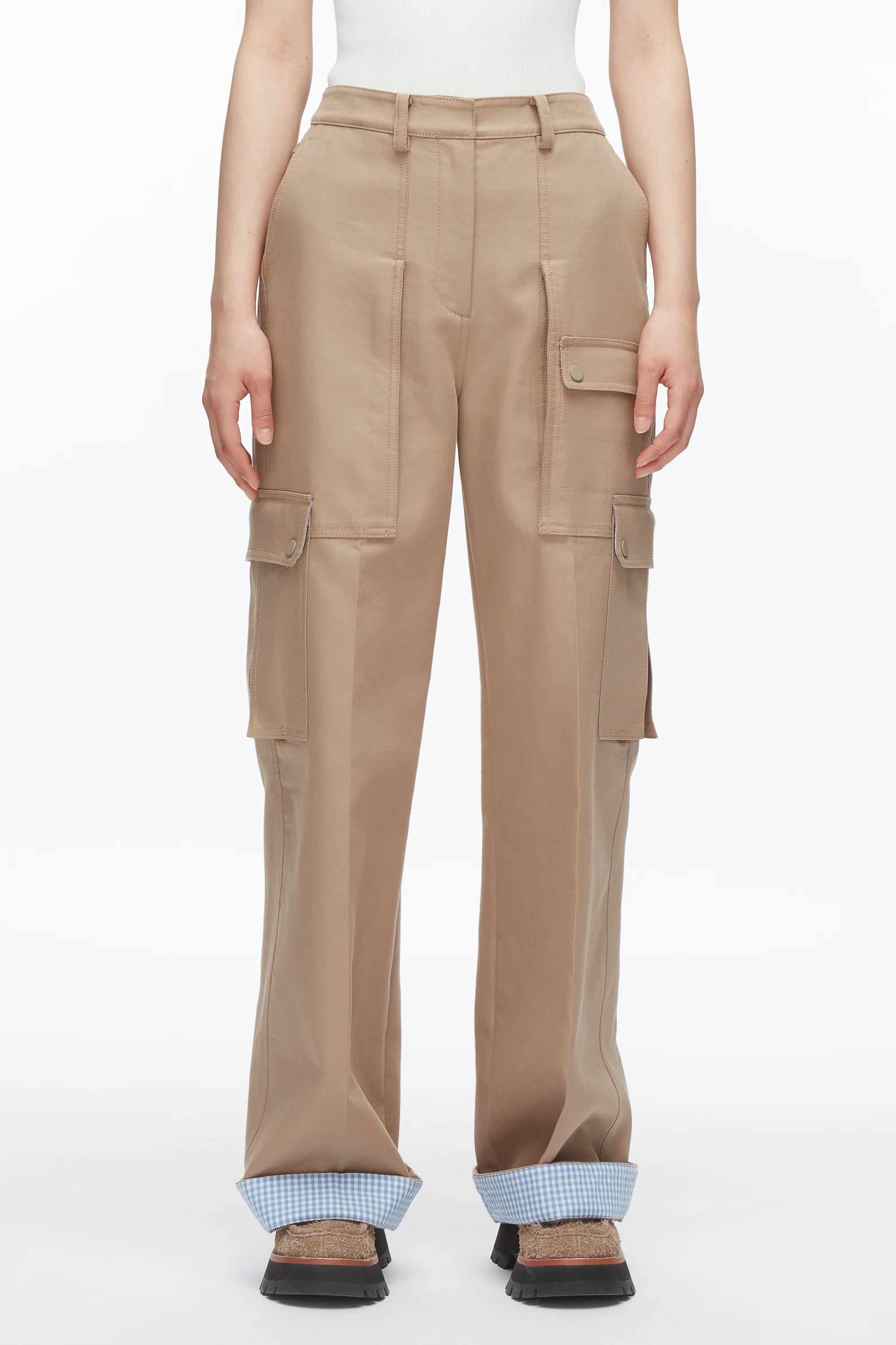 Carpenter Cargo Pants with Plaid Cuffs - Image 12