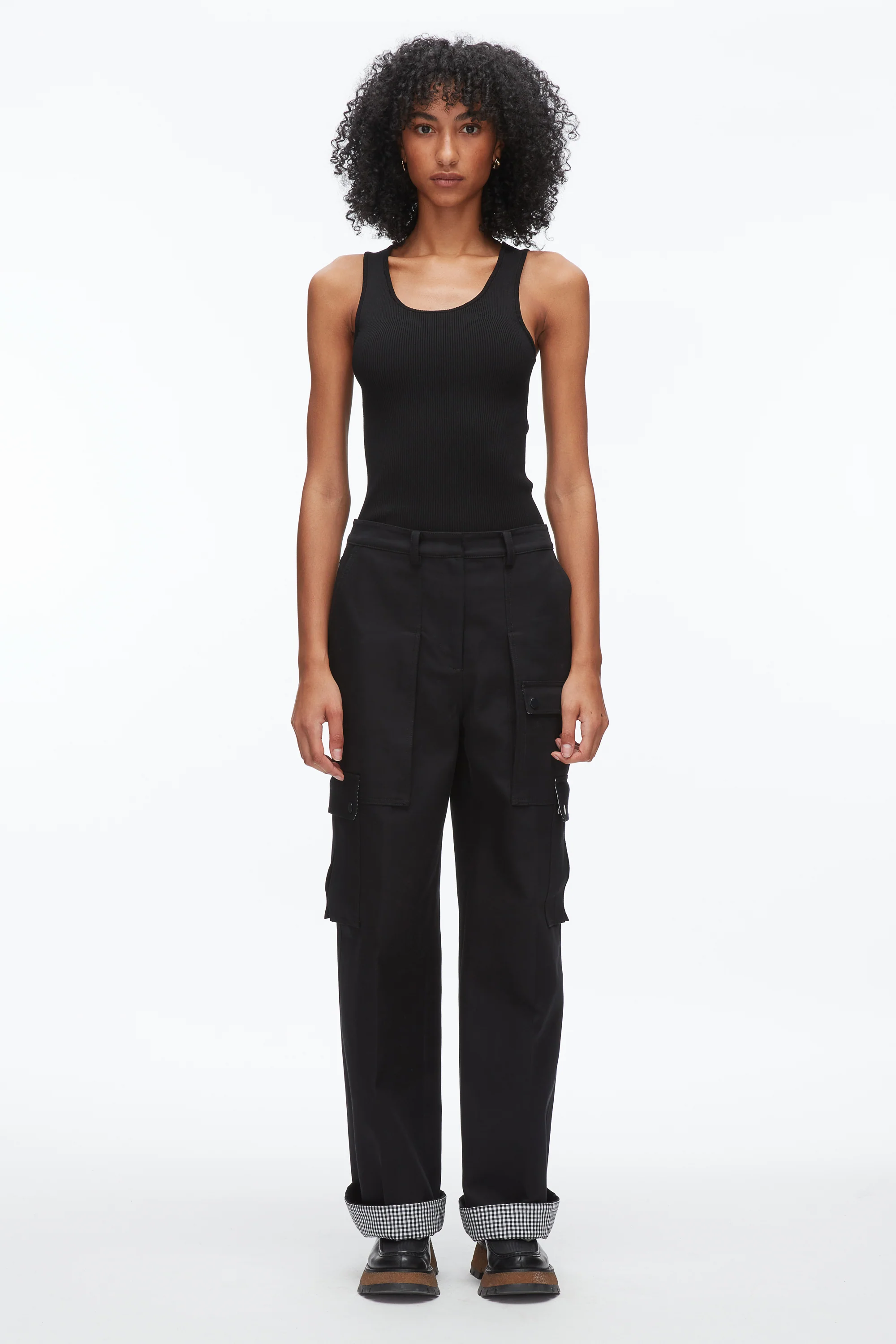 Carpenter Cargo Pants with Plaid Cuffs - Image 2