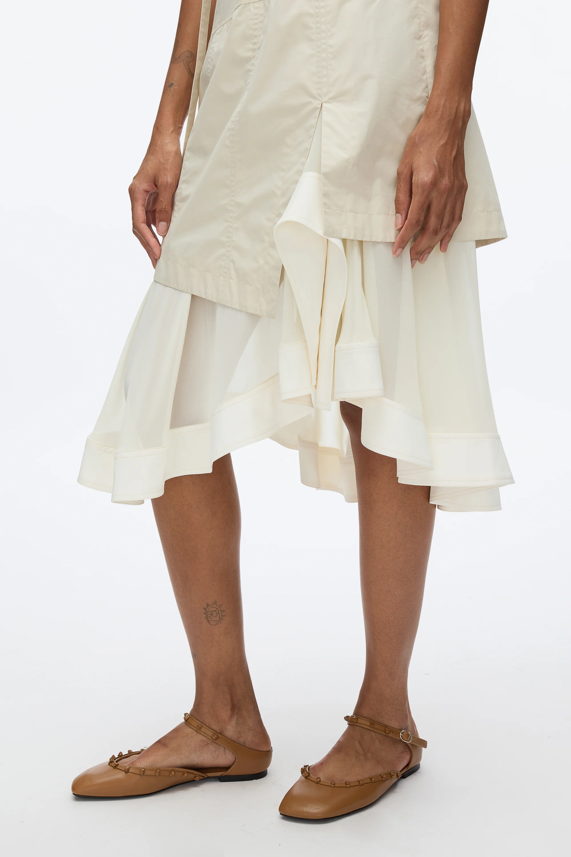 Cascade Hem Shirt Dress with Lace - Image 10