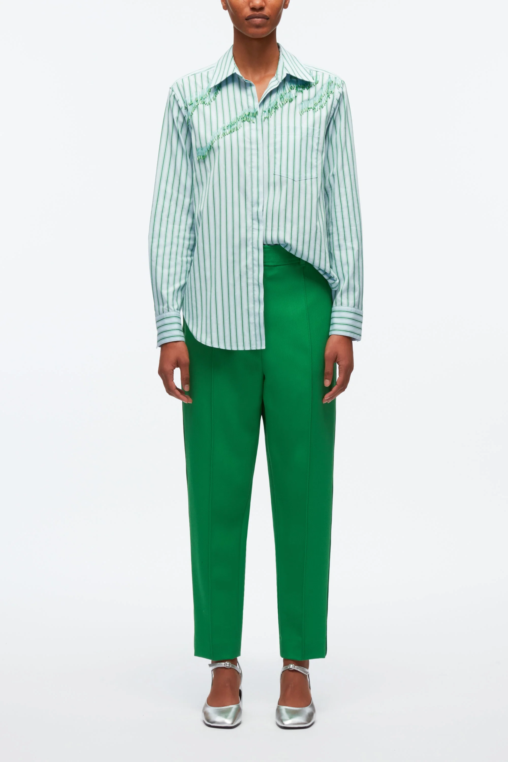 Striped Shirt With Abstract Zebra Embroidery - Image 3