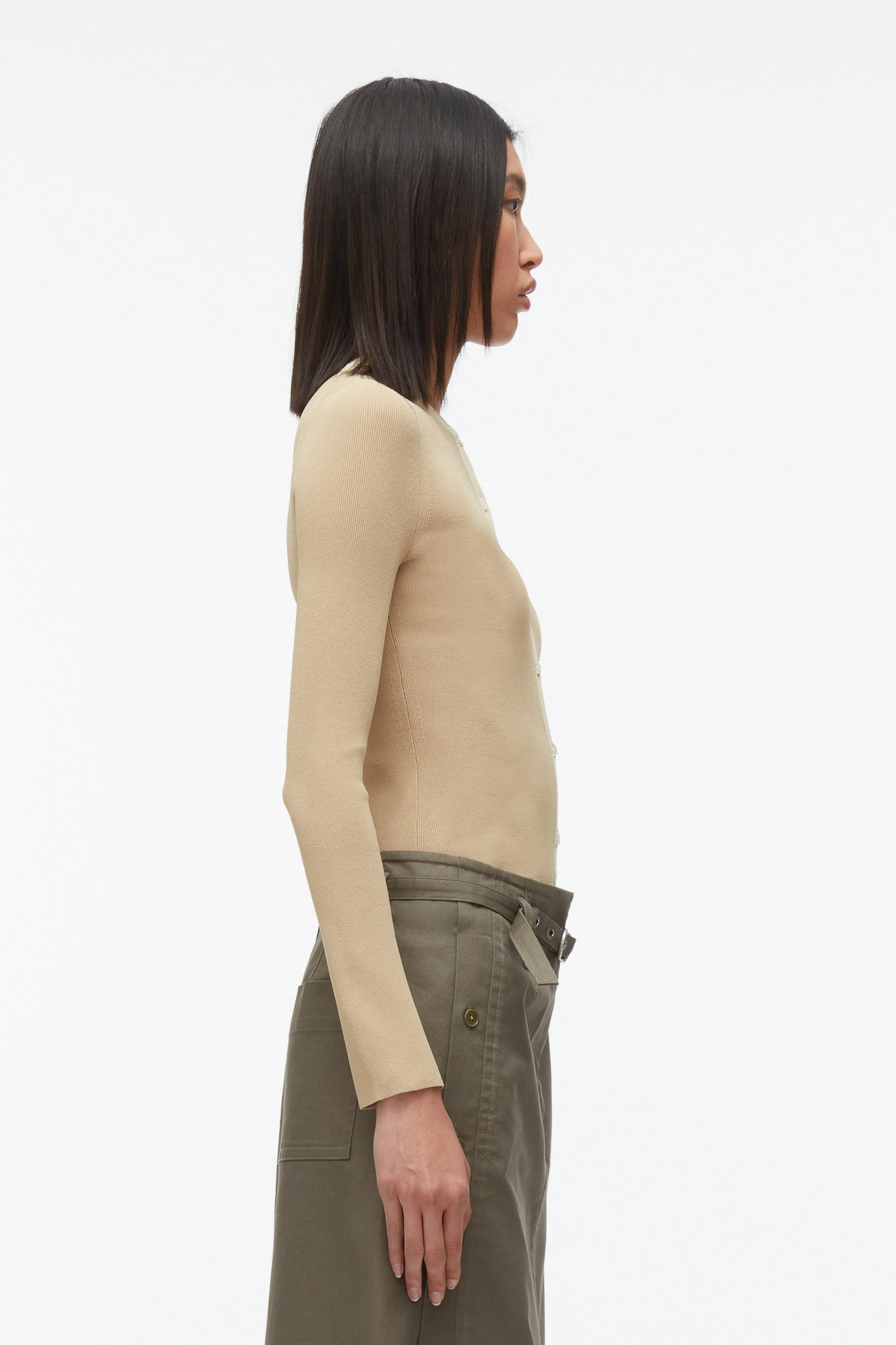 Compact Rib Crewneck Cardigan - Image 4