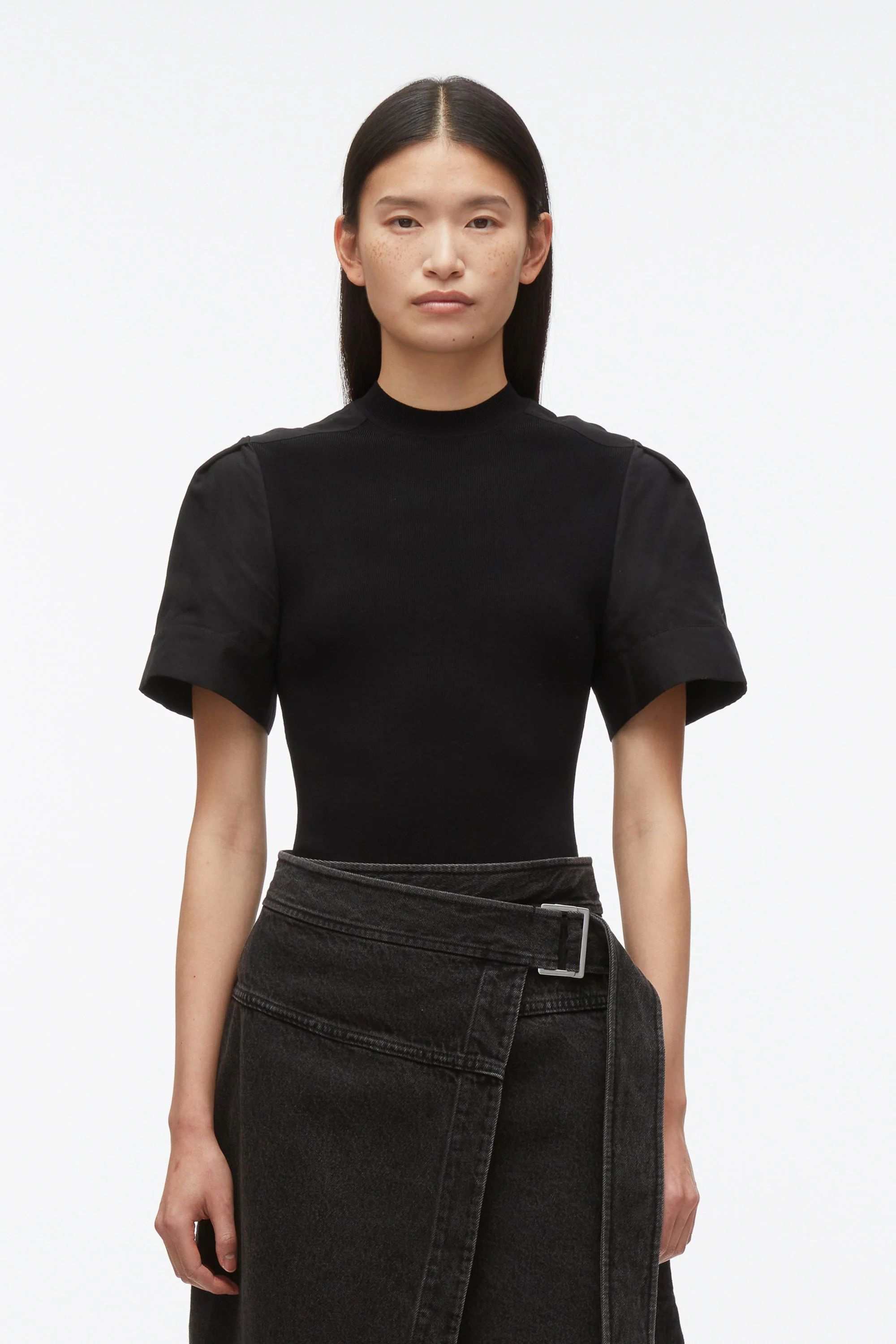 Compact Rib Top with Contrast Sleeves - Image 6