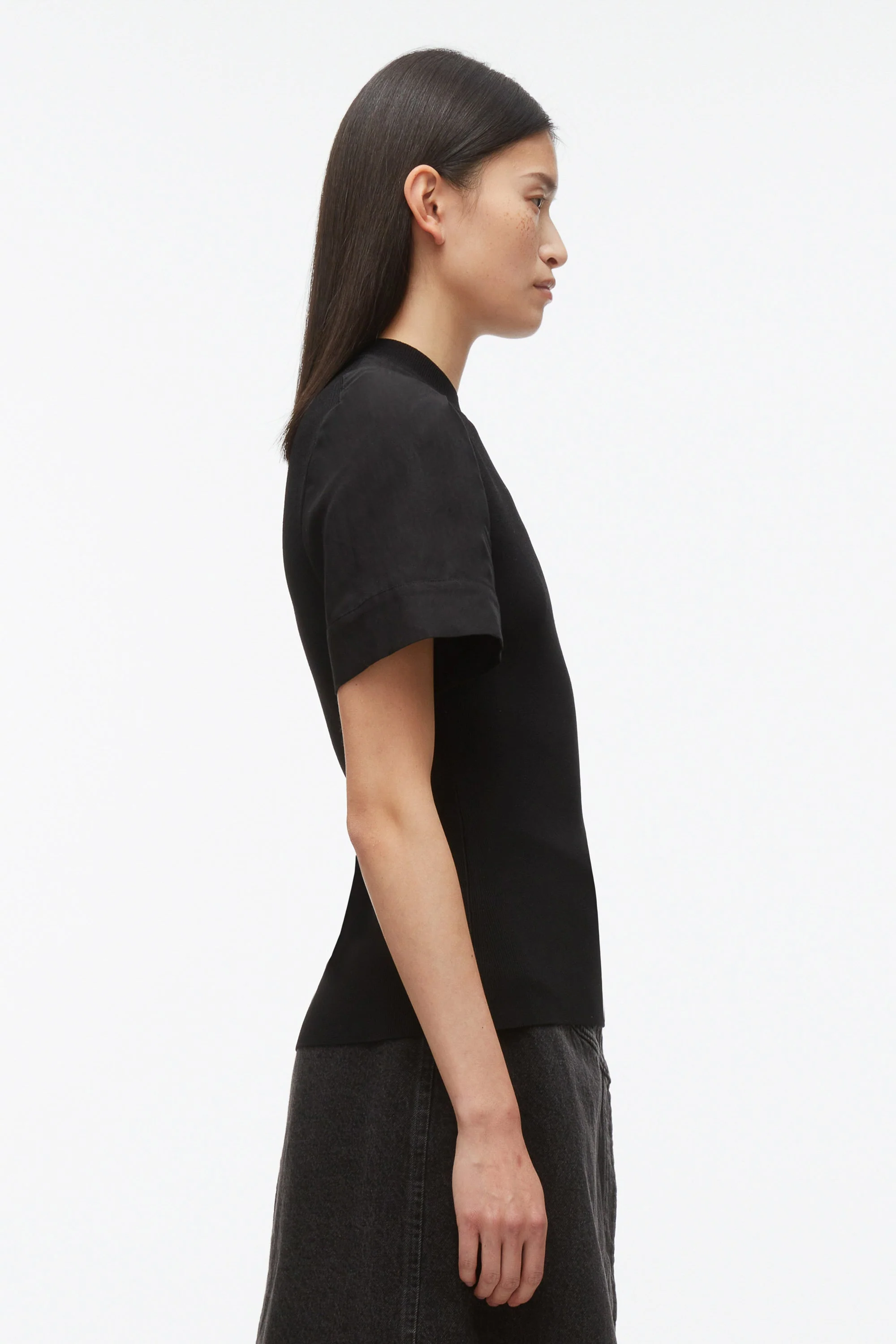 Compact Rib Top with Contrast Sleeves - Image 7