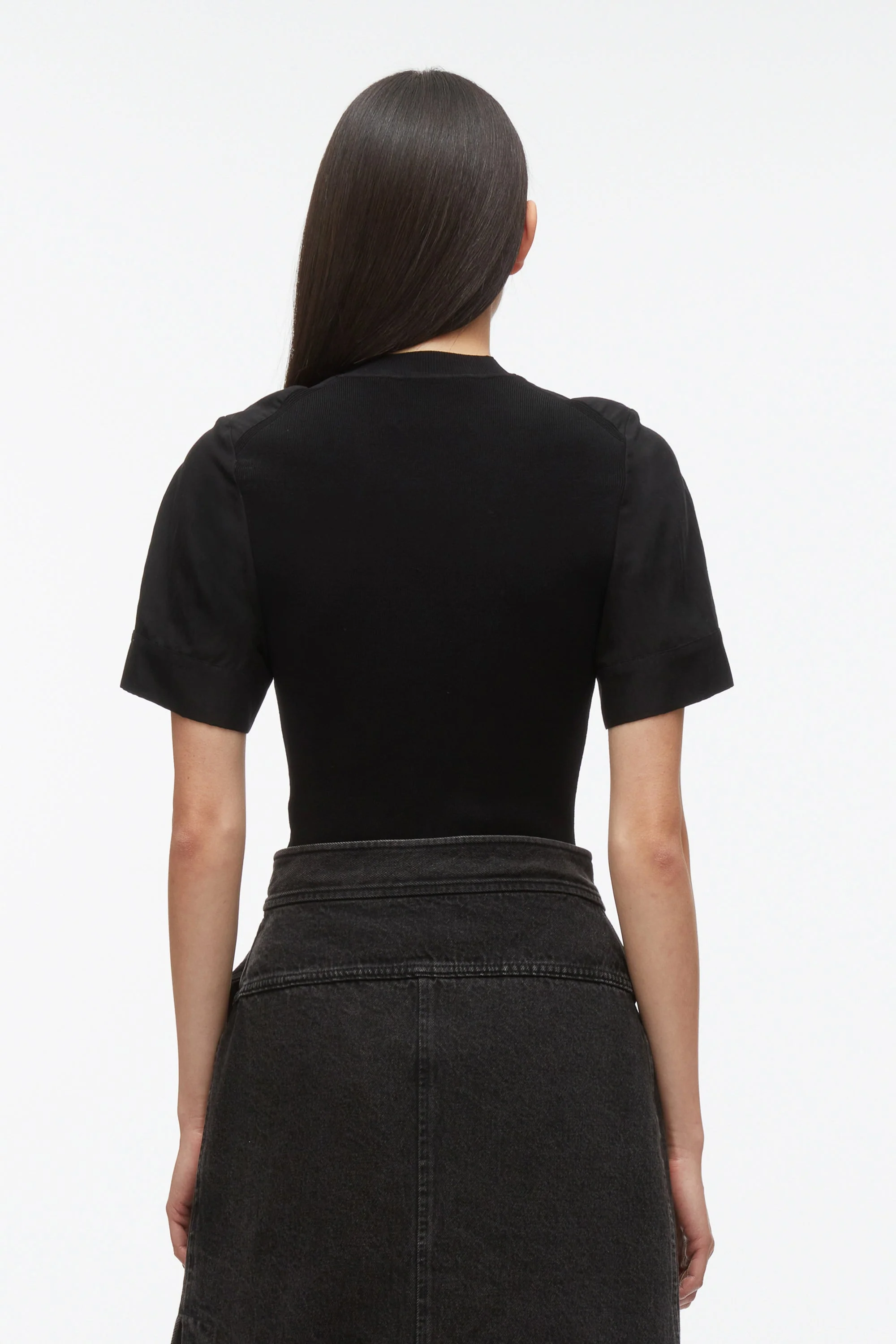 Compact Rib Top with Contrast Sleeves - Image 8