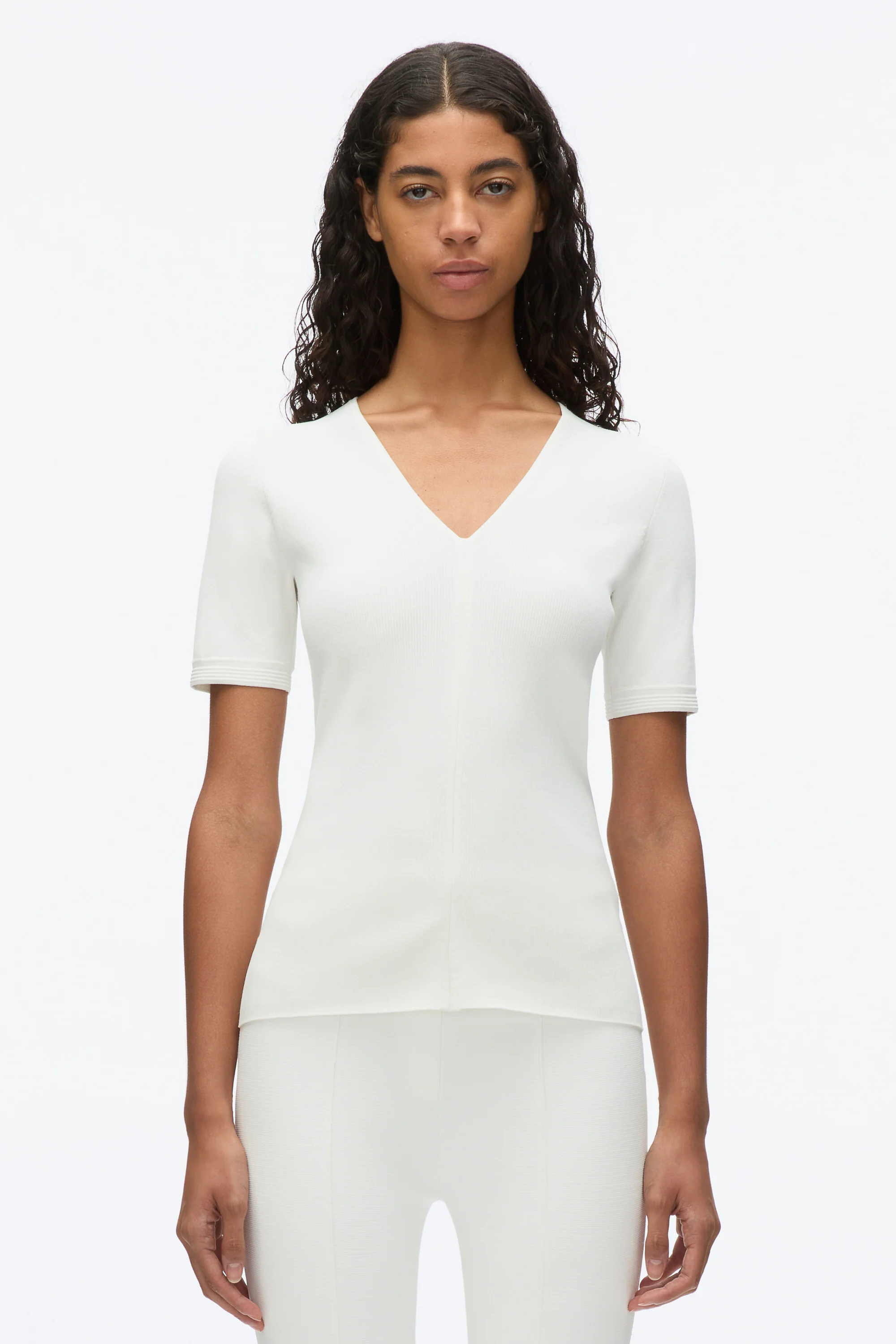 Compact Rib V-Neck Tee - Image 3