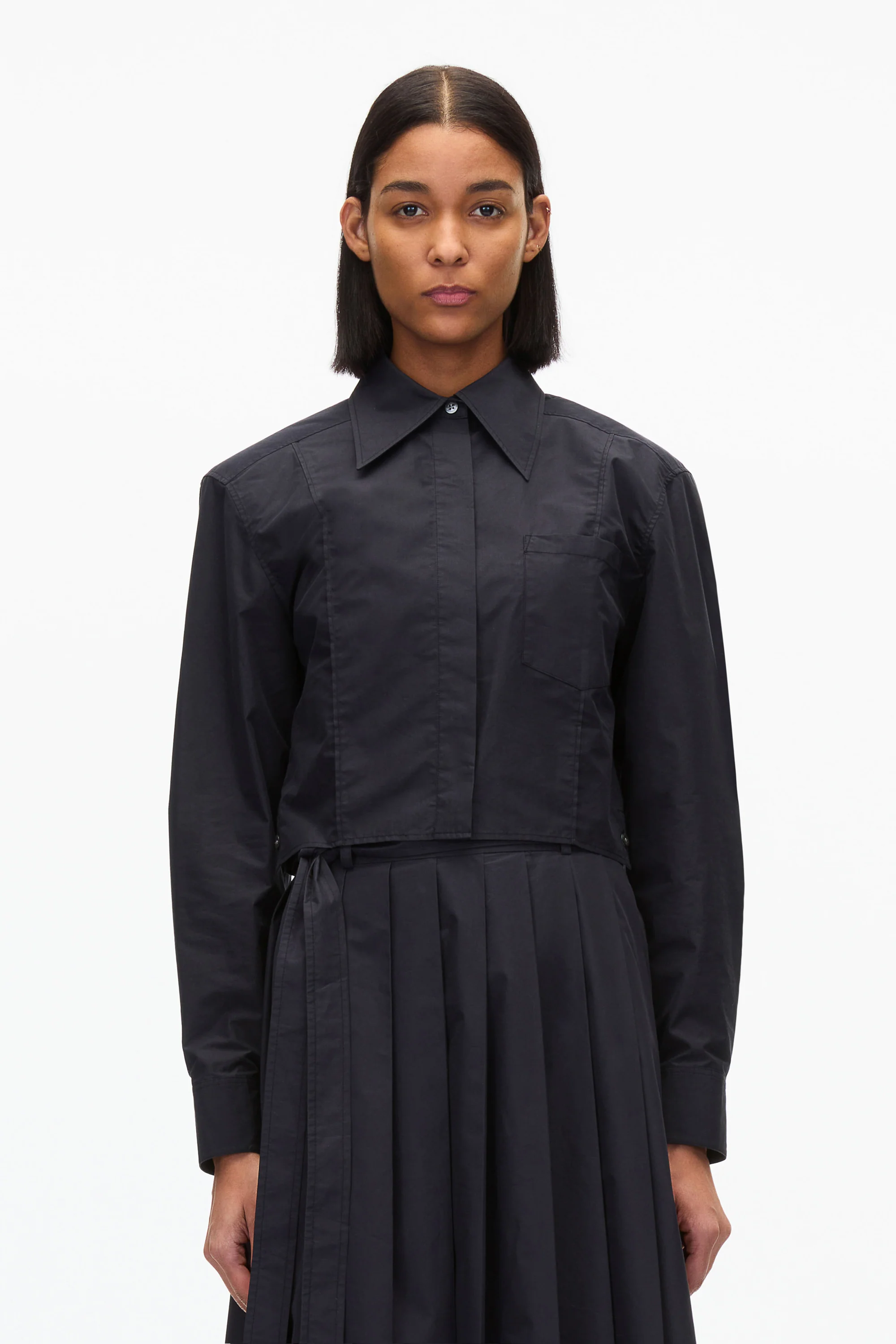 Cropped Shirt With Shoulder Pads - Image 12