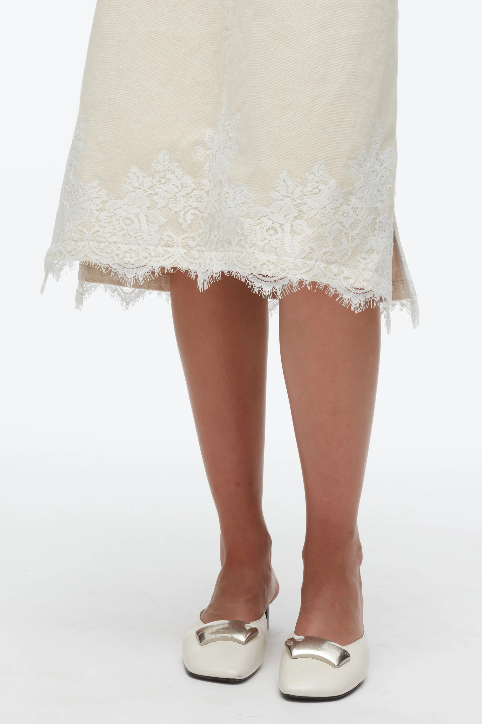 Denim Slip Dress With Lace - Image 5
