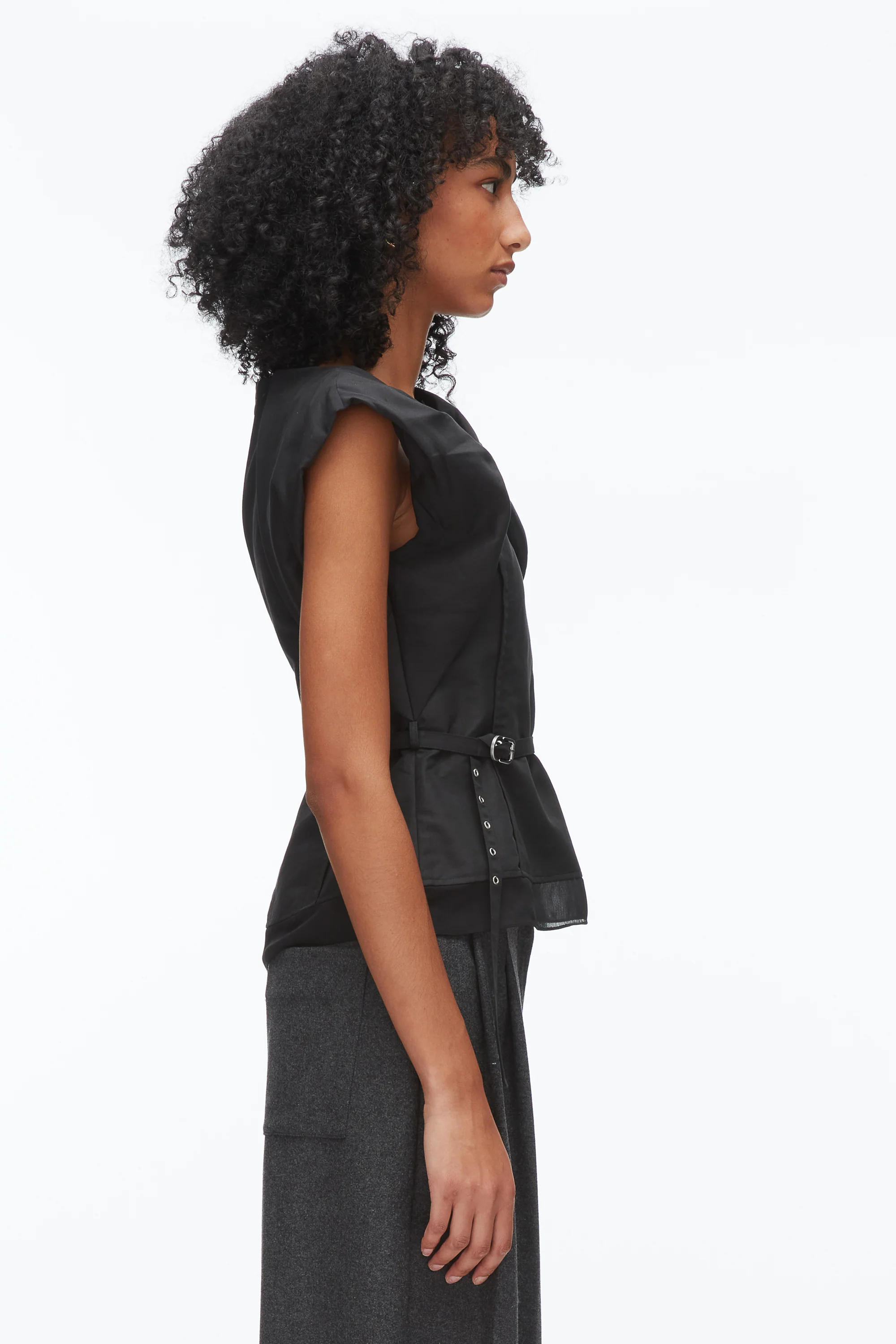 Draped Bow Belted Shell Top - Image 9