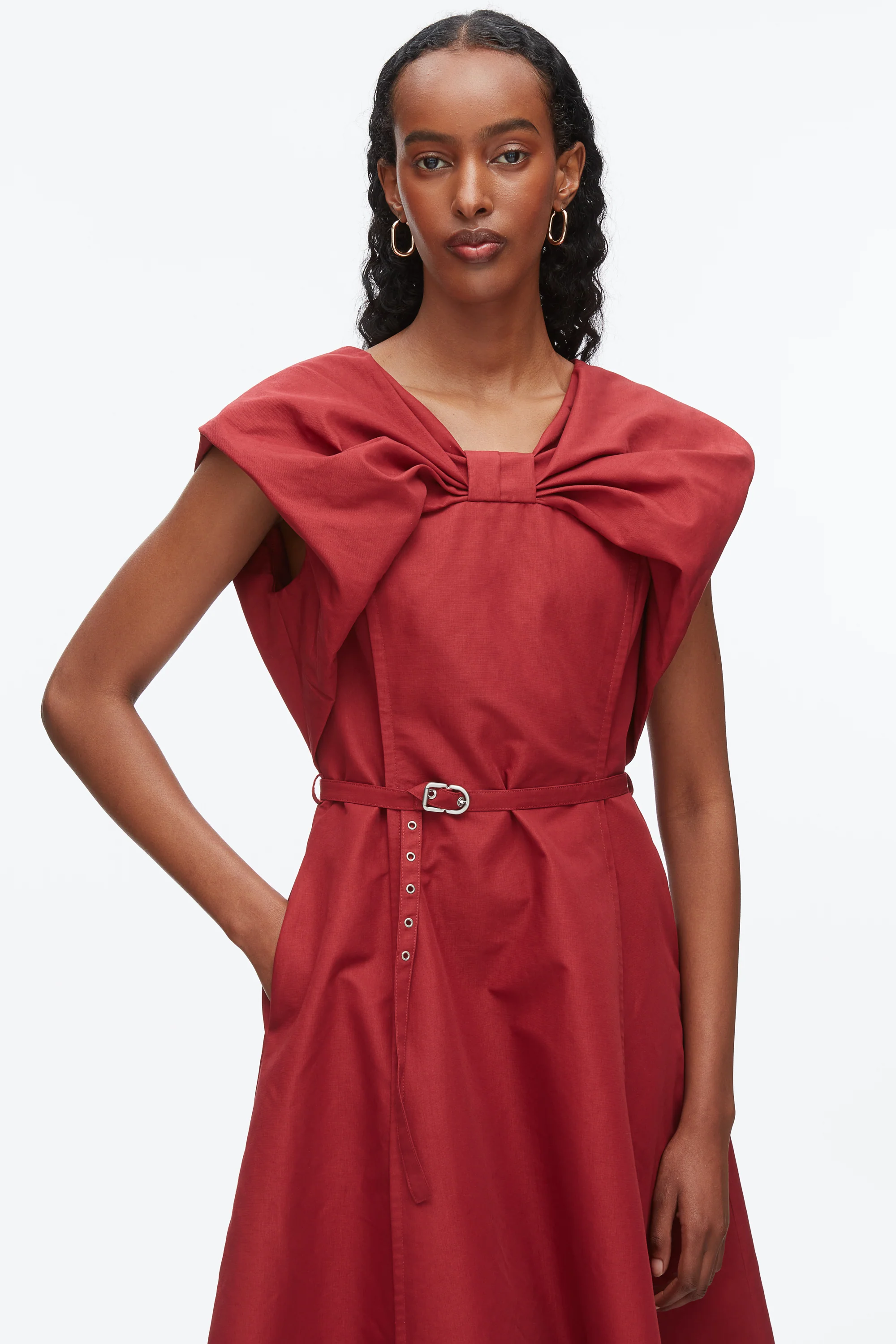 Draped Bow Dress with Belt - Image 5