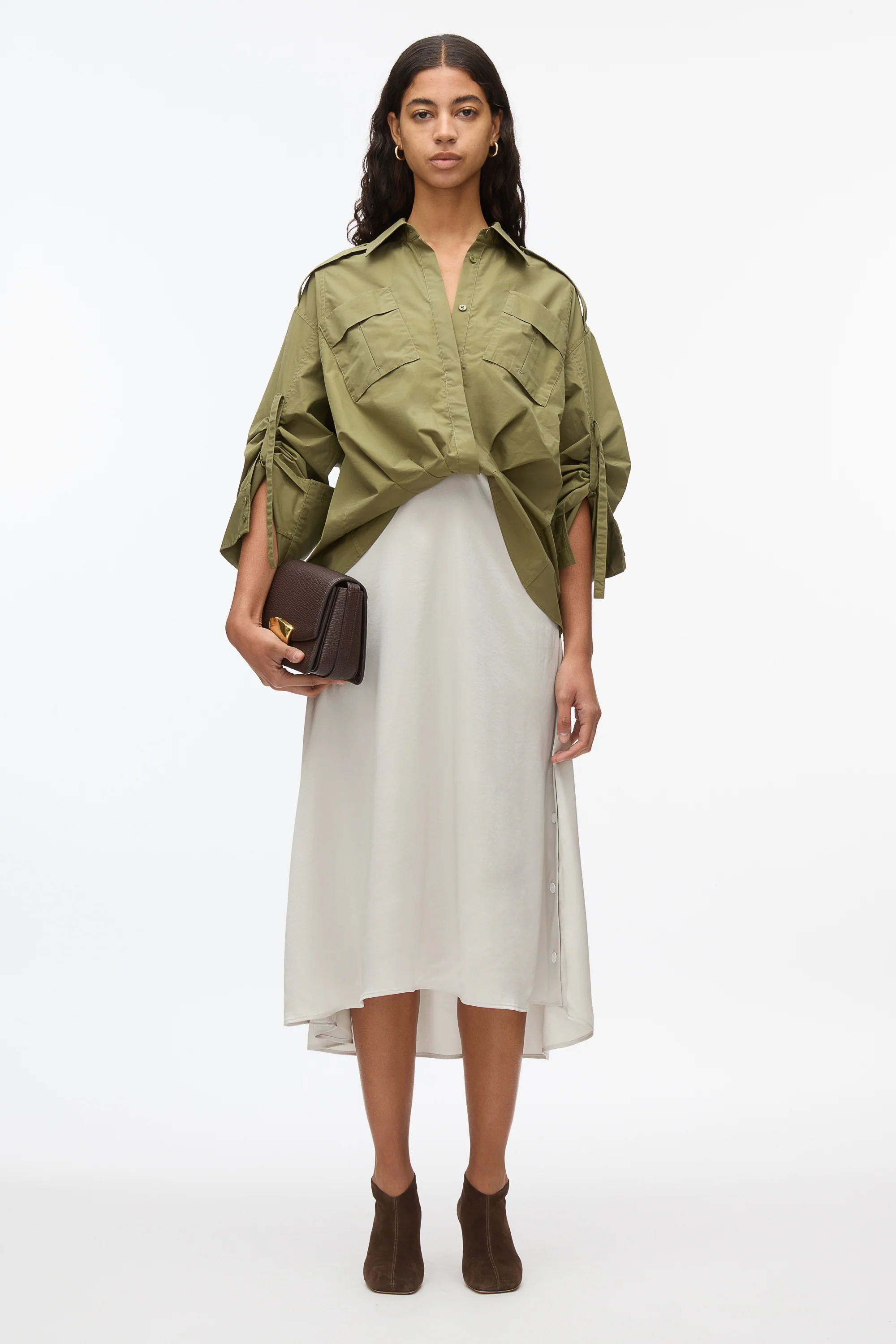 Draped Shirt Combo Slip Dress - Image 11