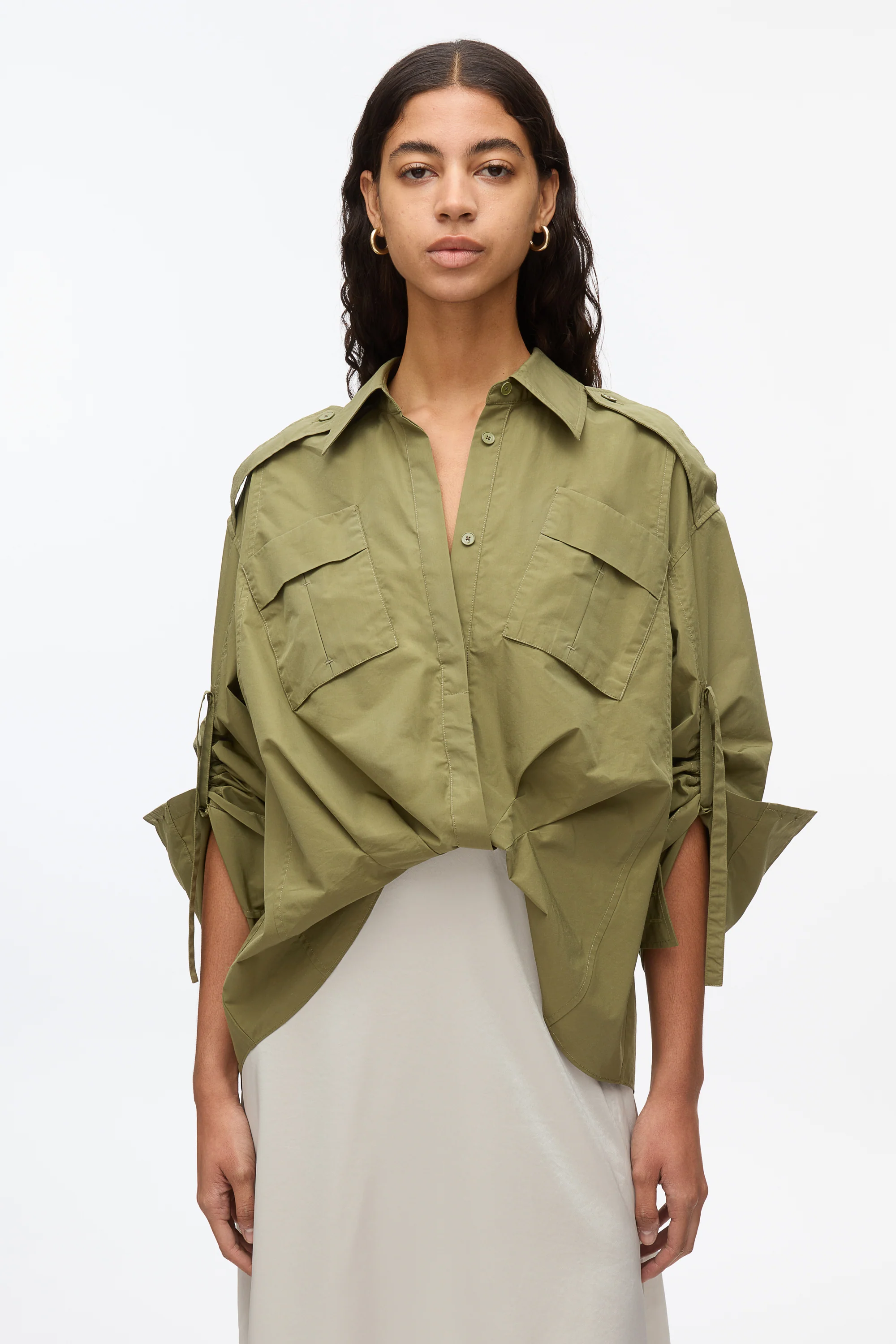 Draped Shirt Combo Slip Dress - Image 15