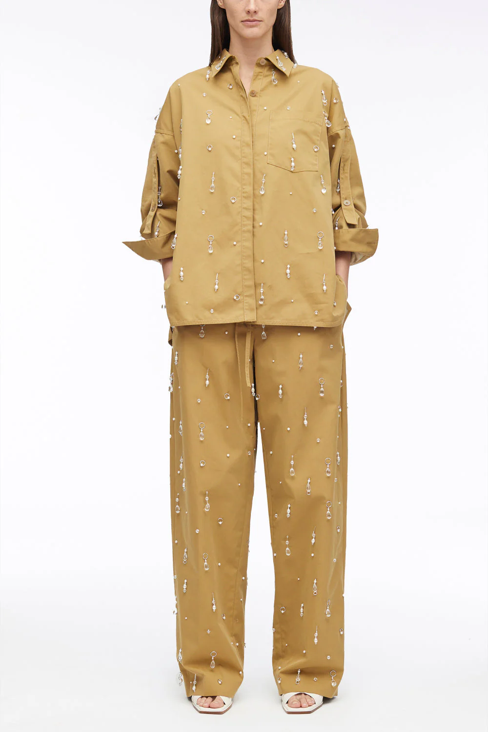 Bead-Embellished Chino Shirt