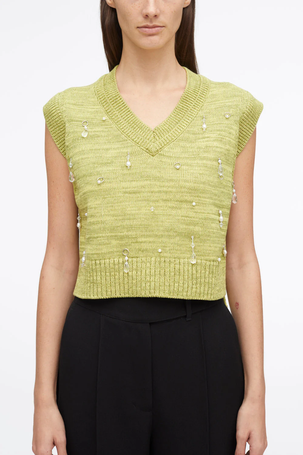 Drip Embellished Chunky Cotton Rib Vest - Image 2