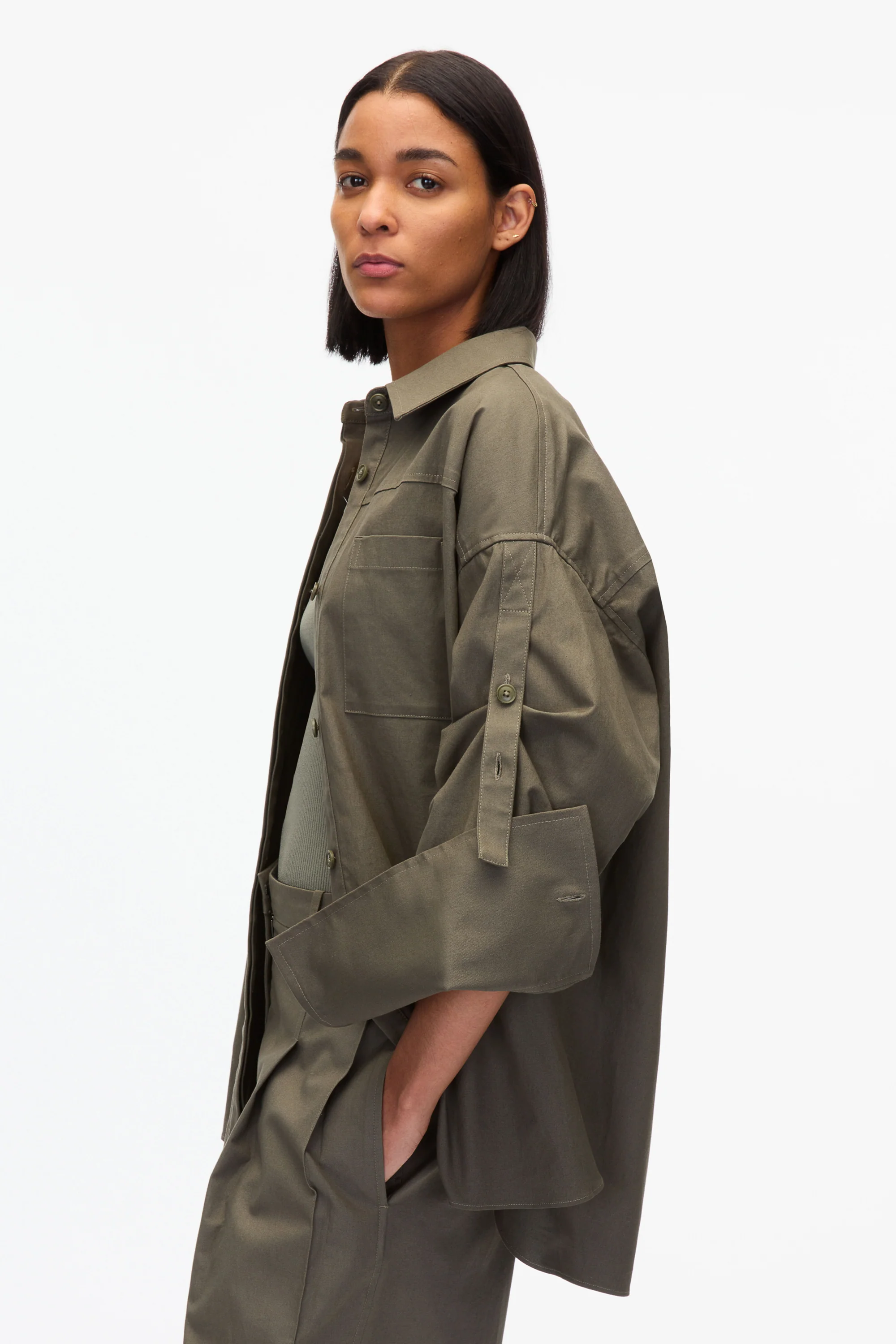 Drop Back Shirt with Convertible Sleeves - Image 11