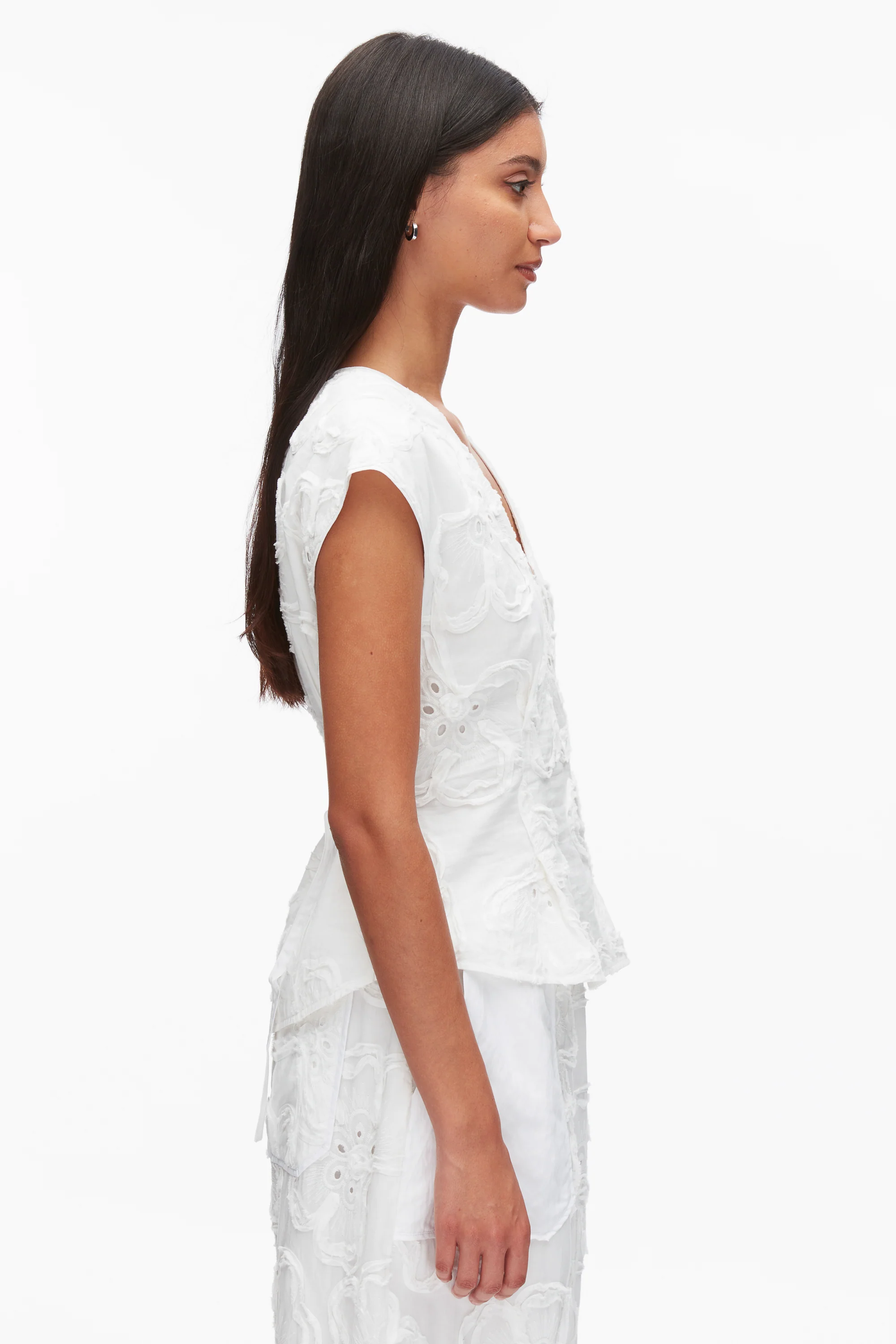 Embroidered Cap Sleeve Top - Image 4