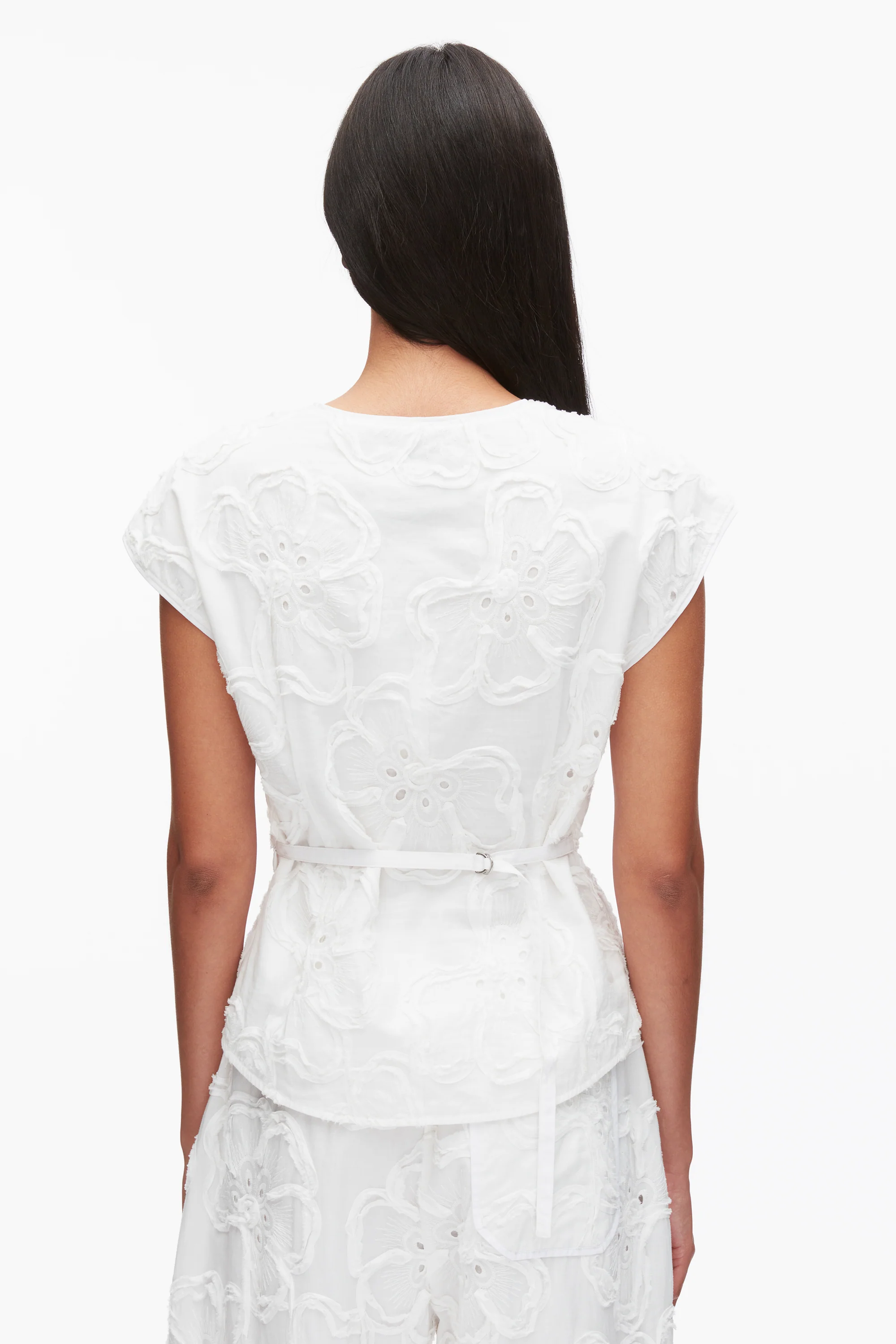 Embroidered Cap Sleeve Top - Image 5