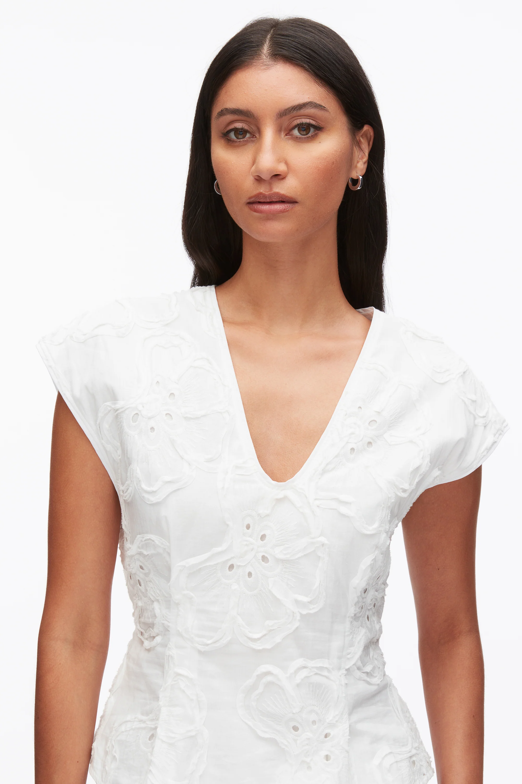 Embroidered Cap Sleeve Top - Image 6