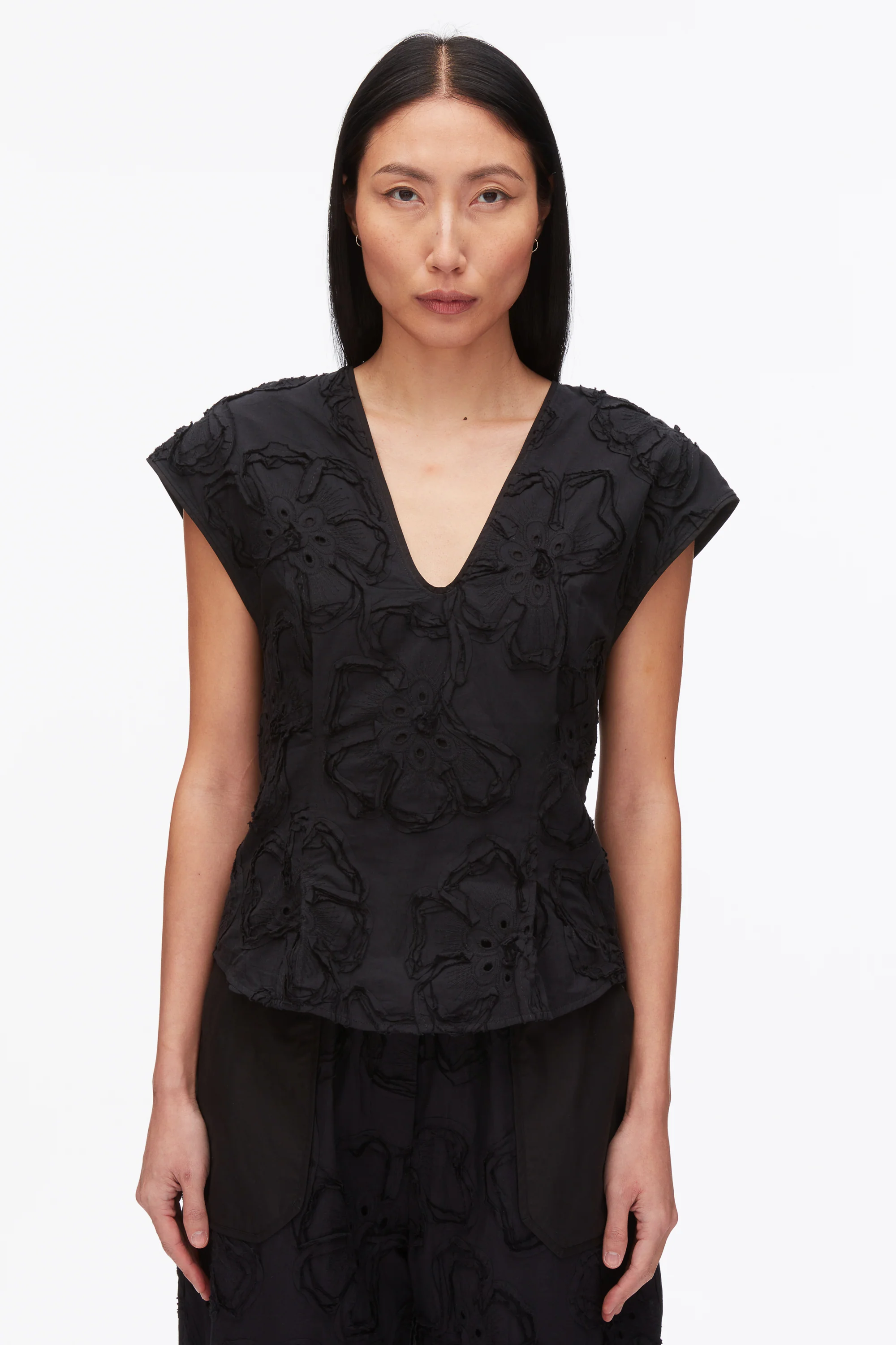 Embroidered Cap Sleeve Top - Image 11