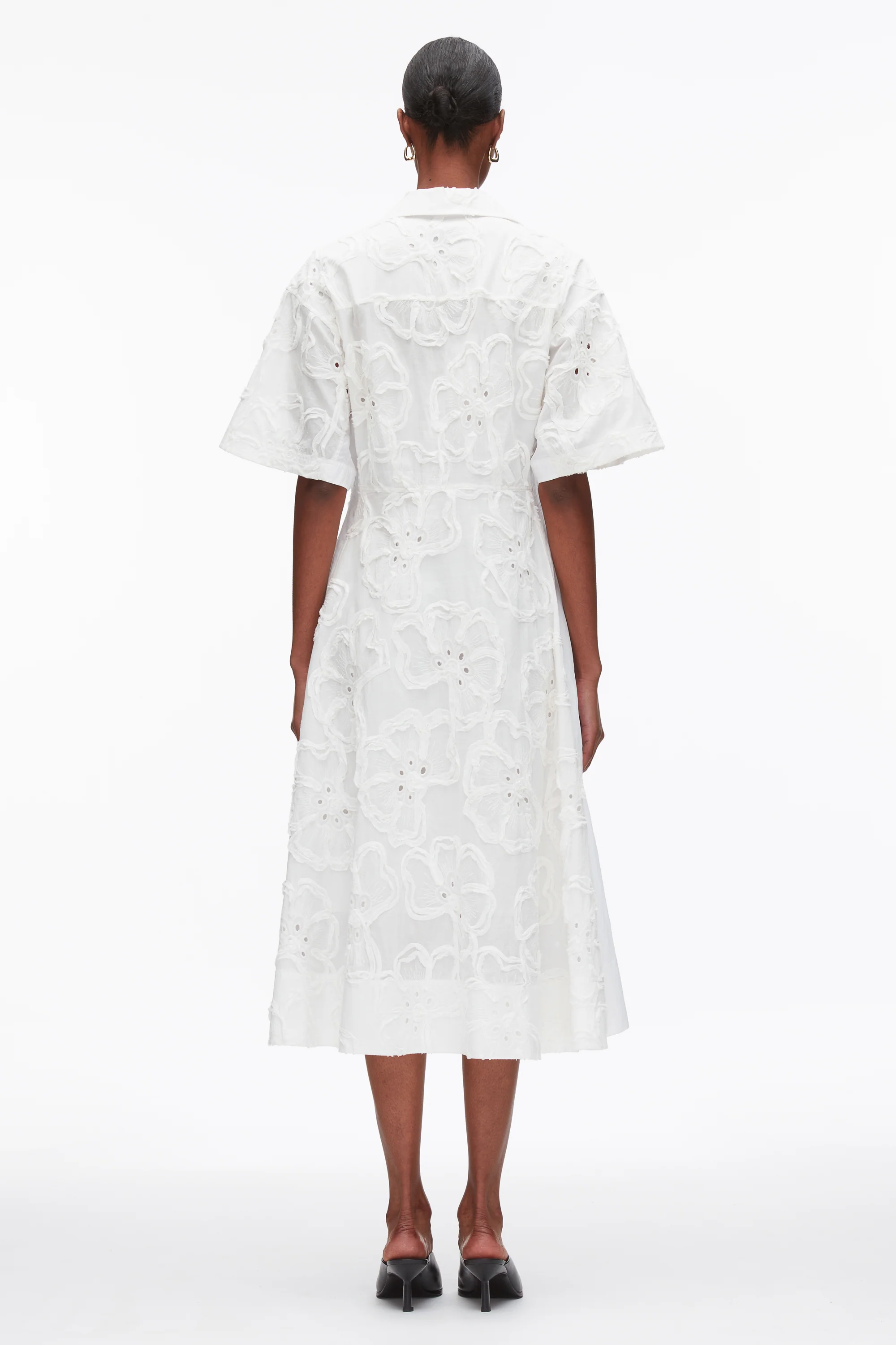 Embroidered Midi Shirt Dress - Image 10