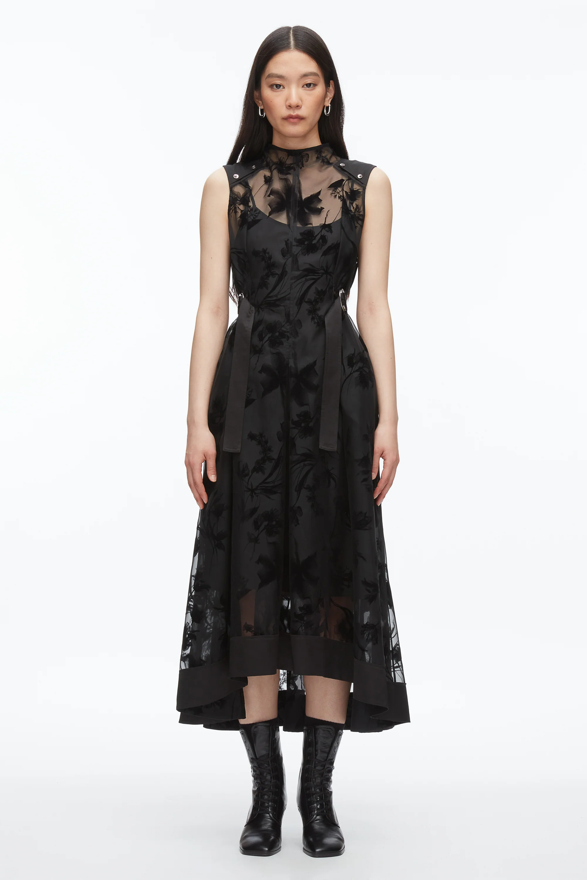 Flocked Organza Midi Dress - Image 4