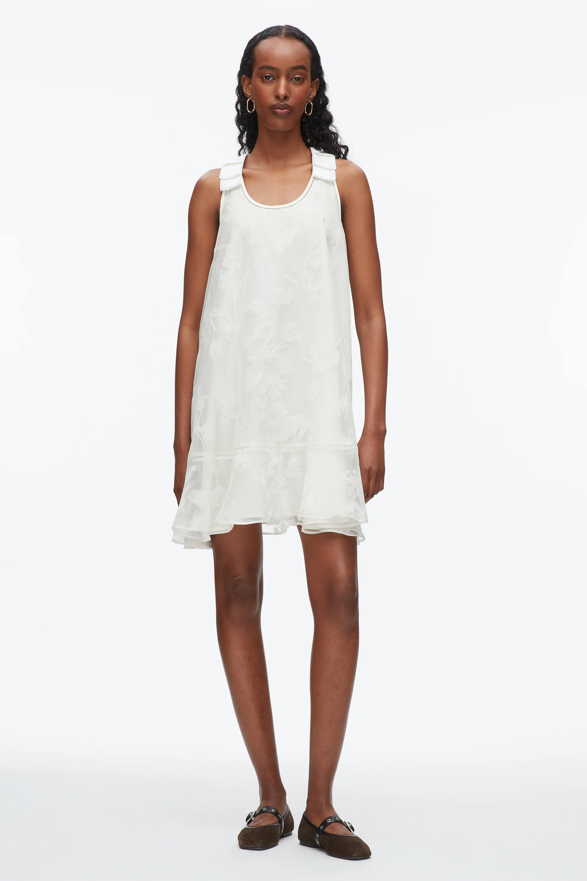 Flocked Organza Trapeze Dress