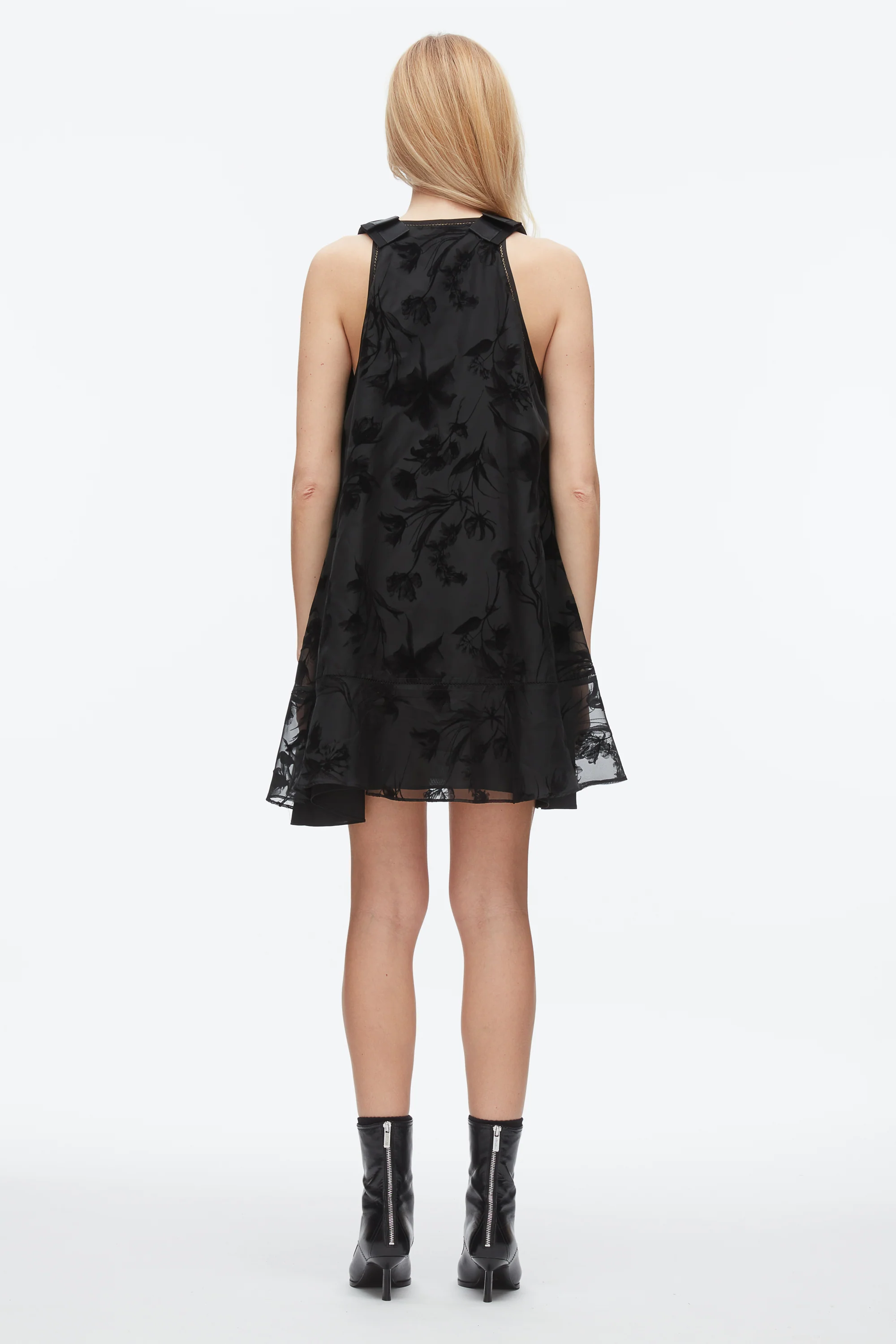 Flocked Organza Trapeze Dress - Image 8