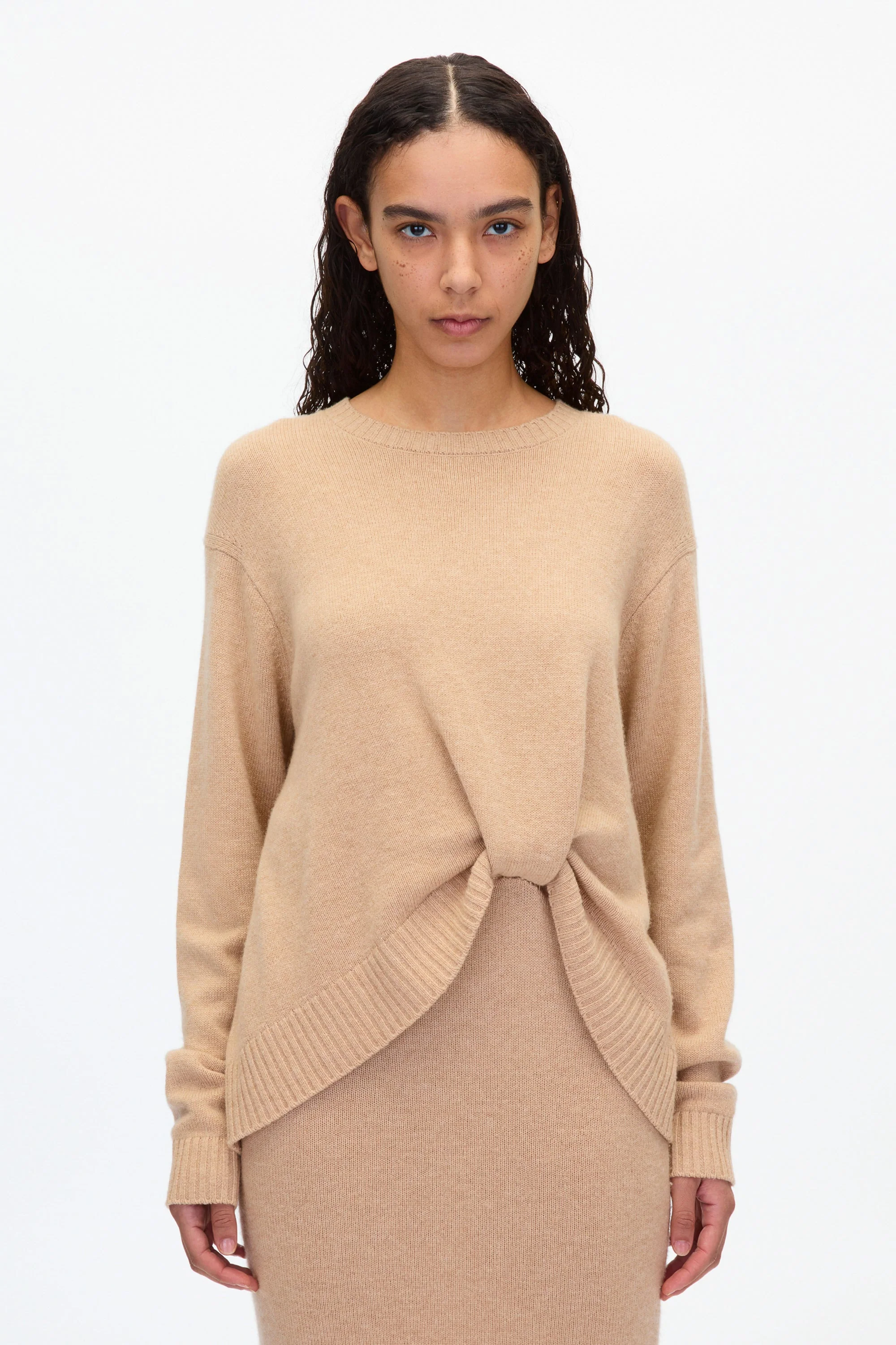 French Tuck Knit Dress with Lace Trim - Image 7