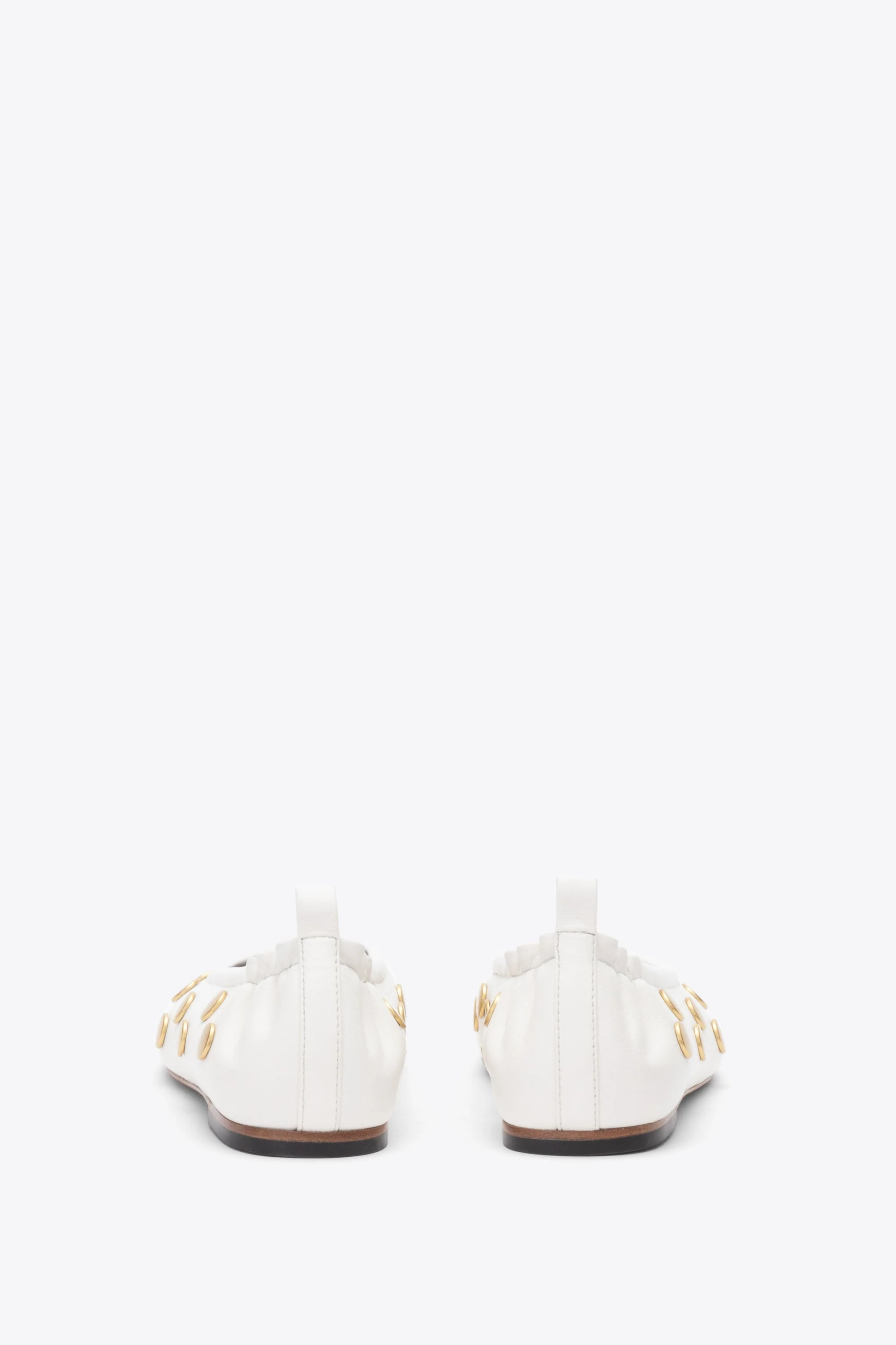 White ID Stretch Back Ballerina Flat with Studs - Image 3