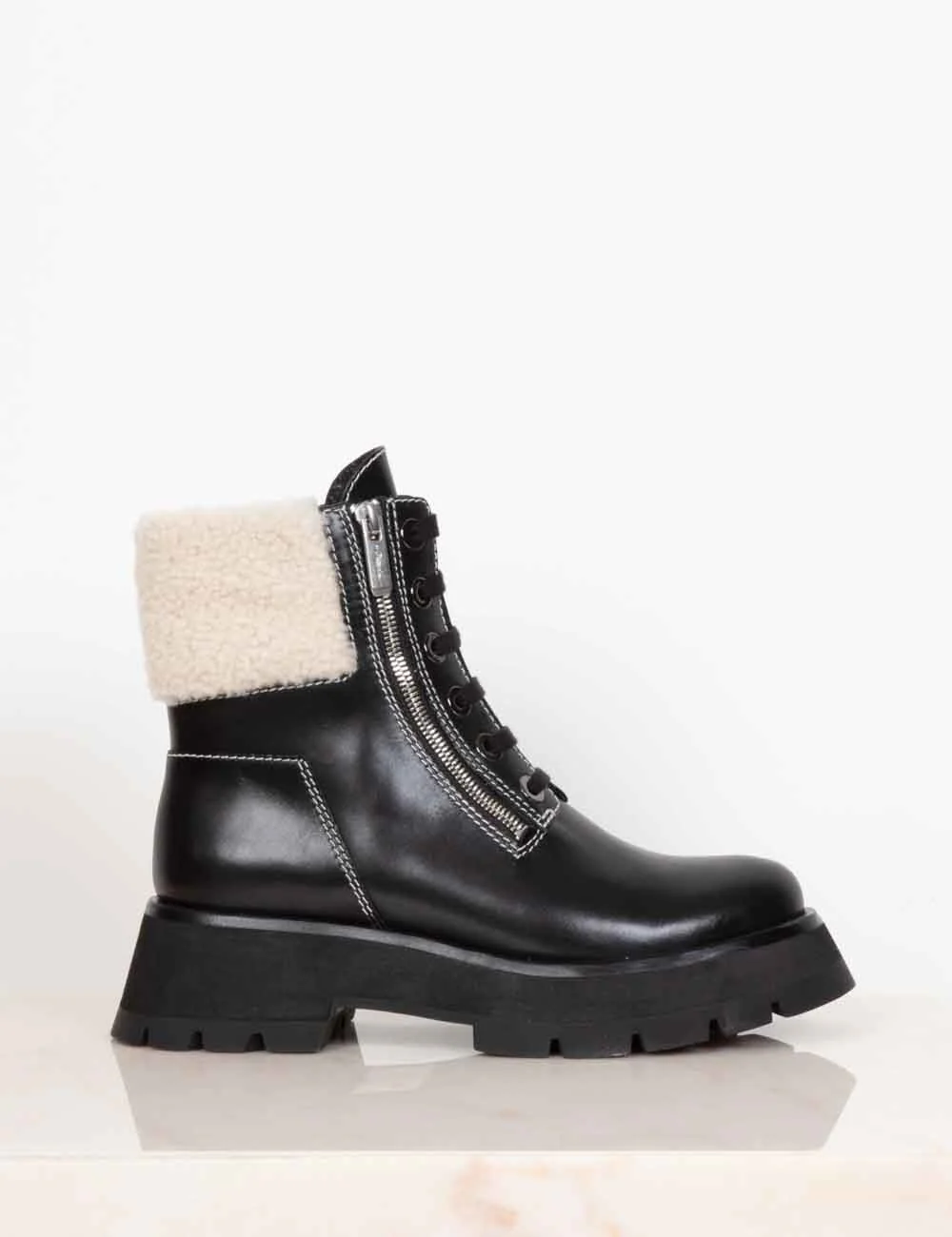Kate - Lug Sole Double Zip Shearling Boot