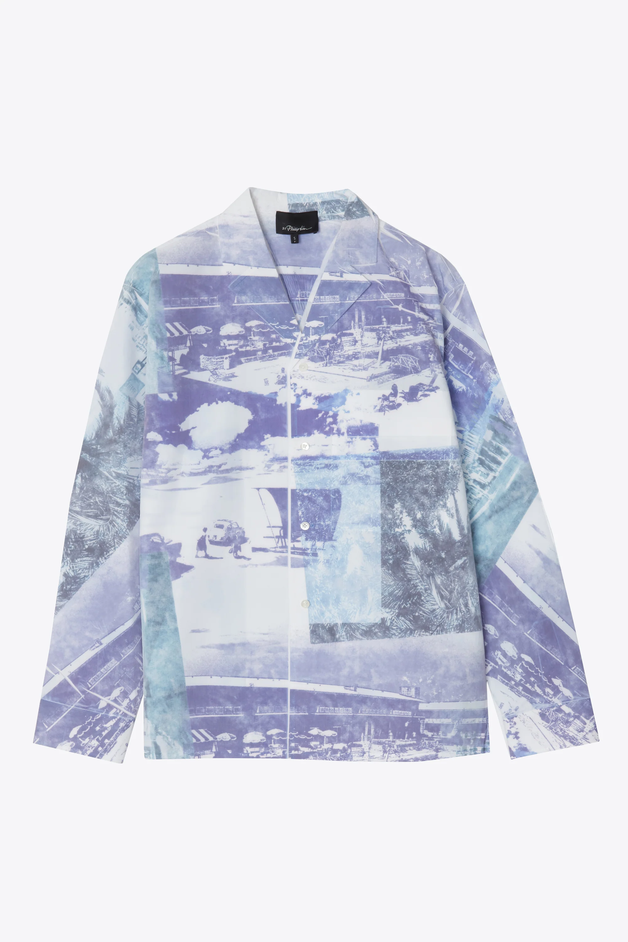 Long Sleeve Postcard Printed Shirt