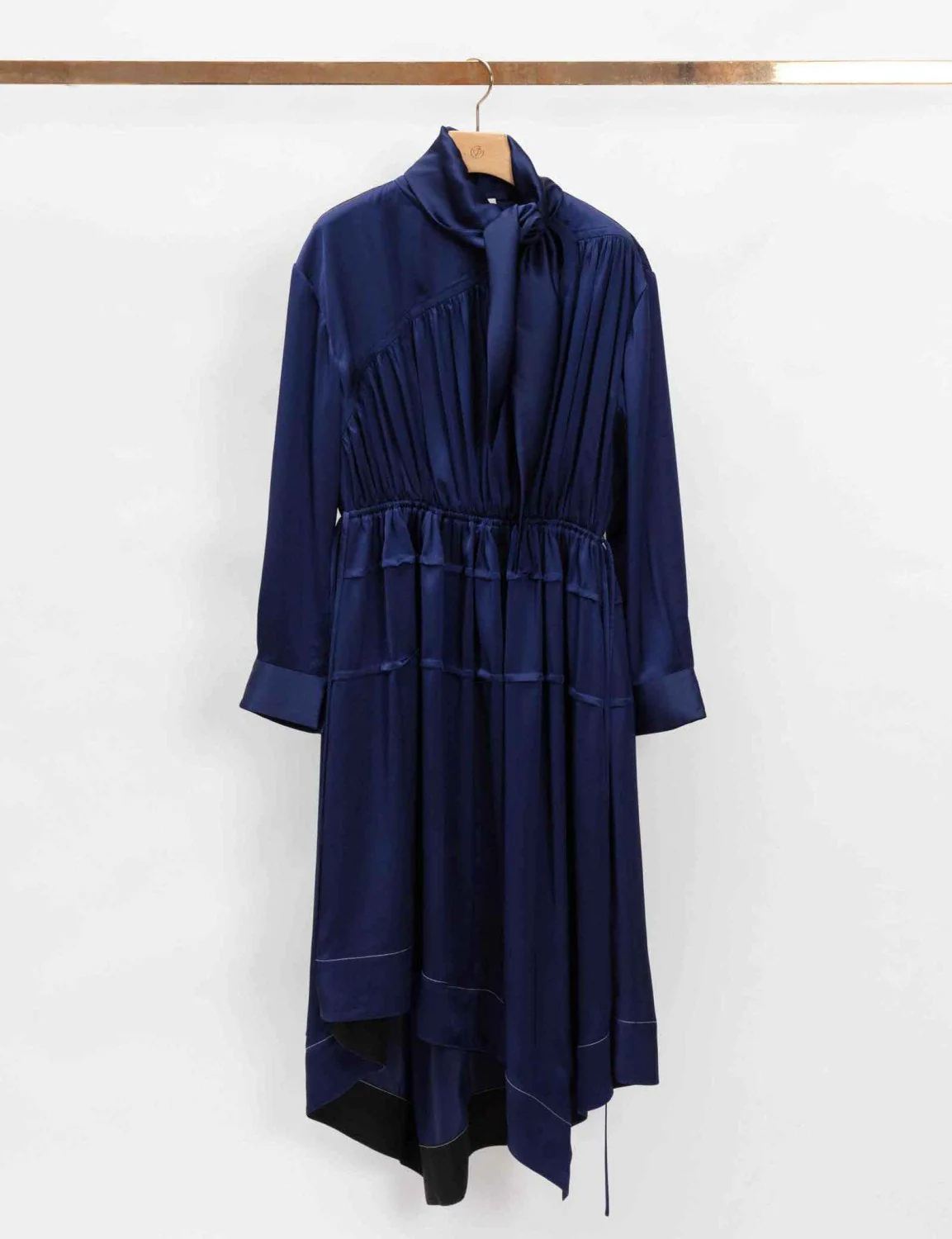 Long Sleeve Scarf Neck Asymmetrical Scarf