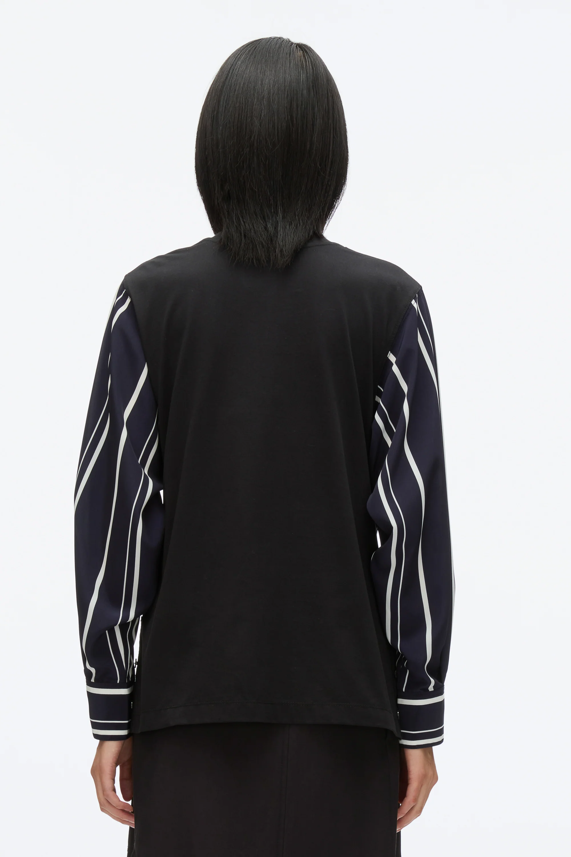 Long Sleeve Tee with Stripe Shirting Sleeves - Image 6