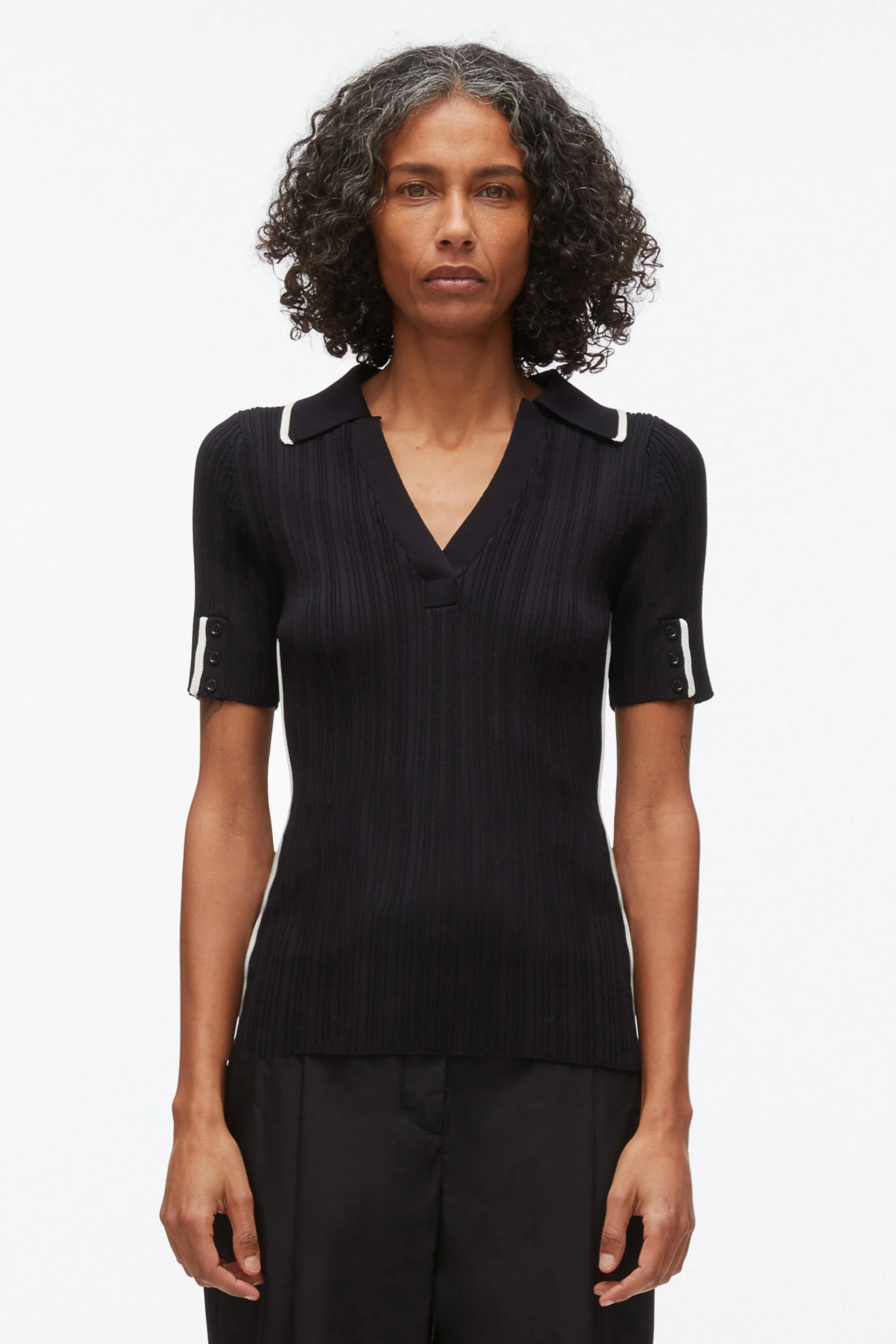 V-Neck Polo with Piping - Image 2
