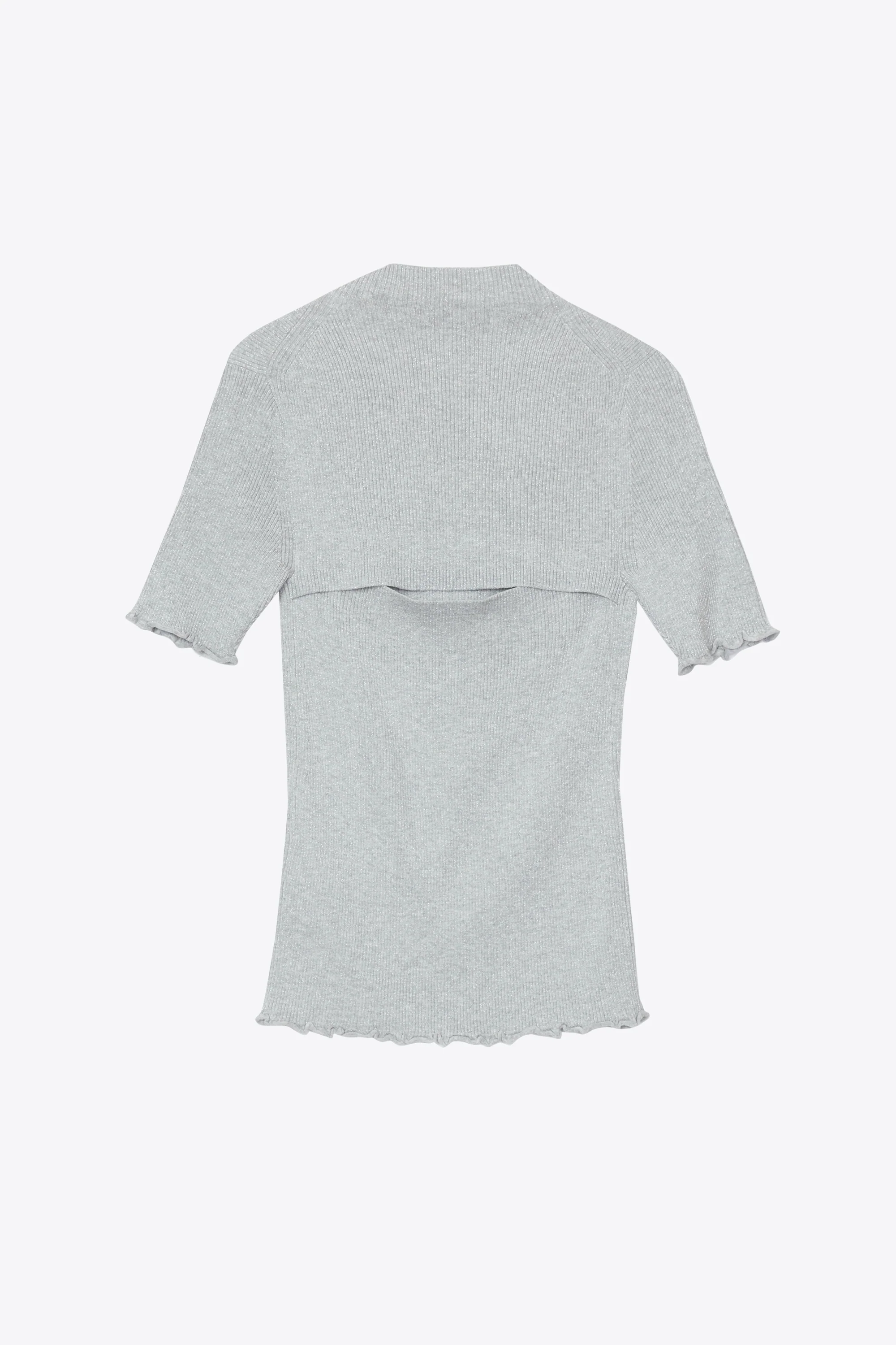 Marled Lurex Rib Short Sleeve Pullover - Image 3