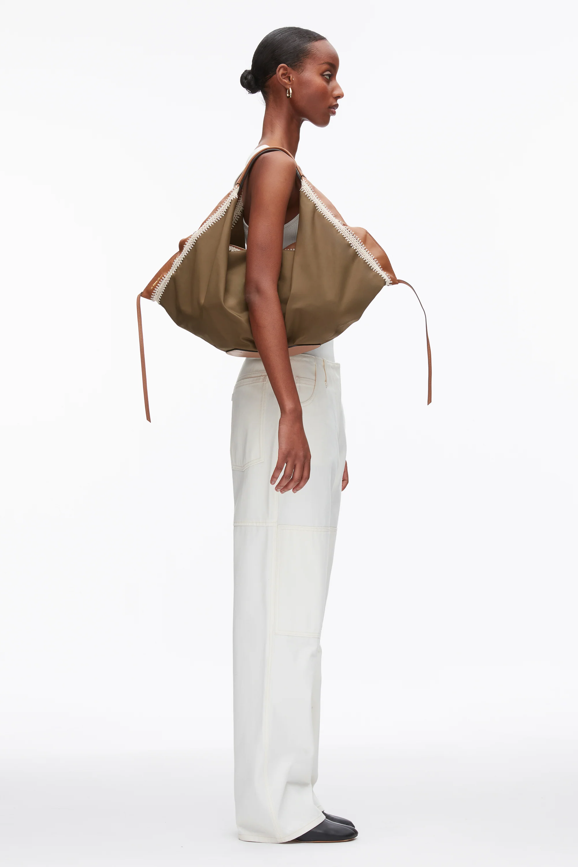 Nylon Luna Medium Bag with Contrast Stitch - Image 6
