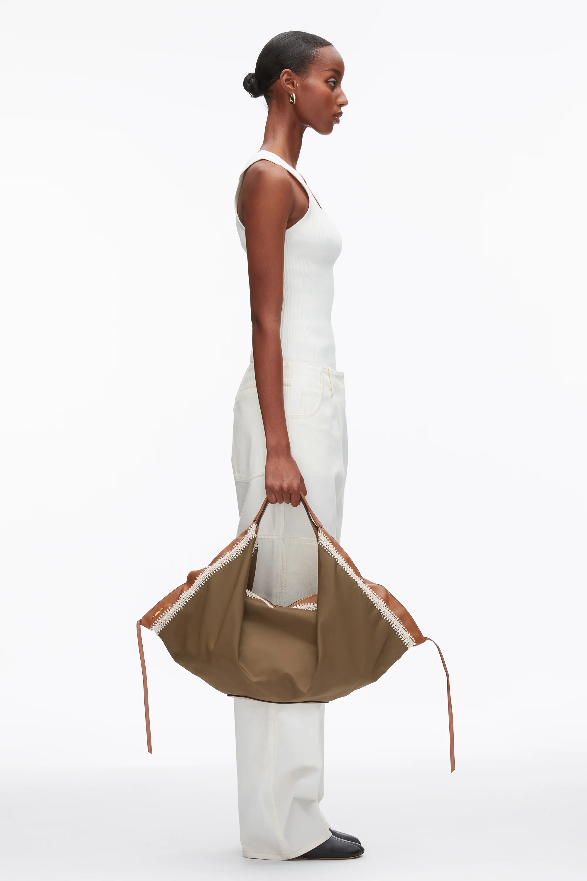 Nylon Luna Medium Bag with Contrast Stitch - Image 7