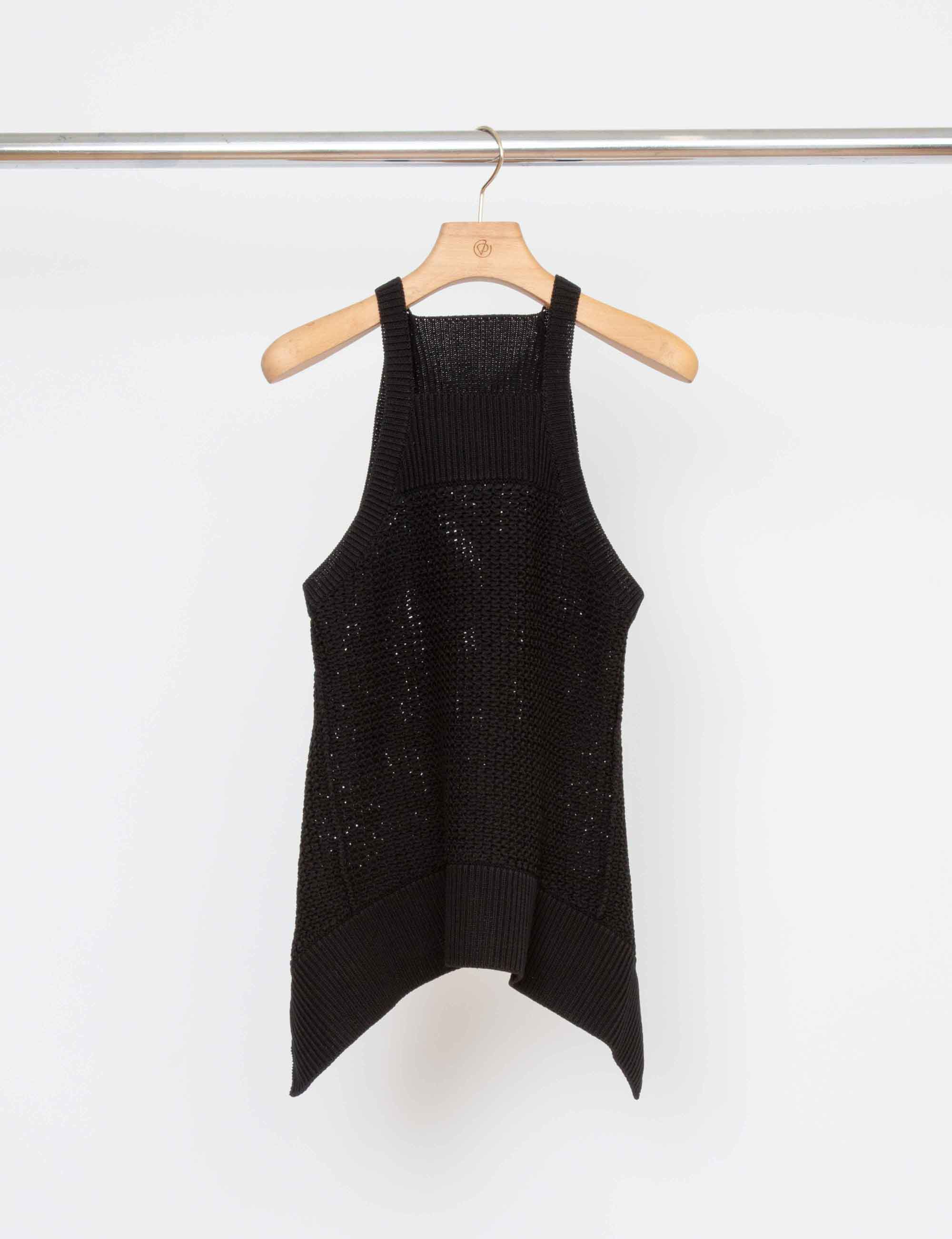 Mercerised Textured Cotton Tank With Scarf Hem