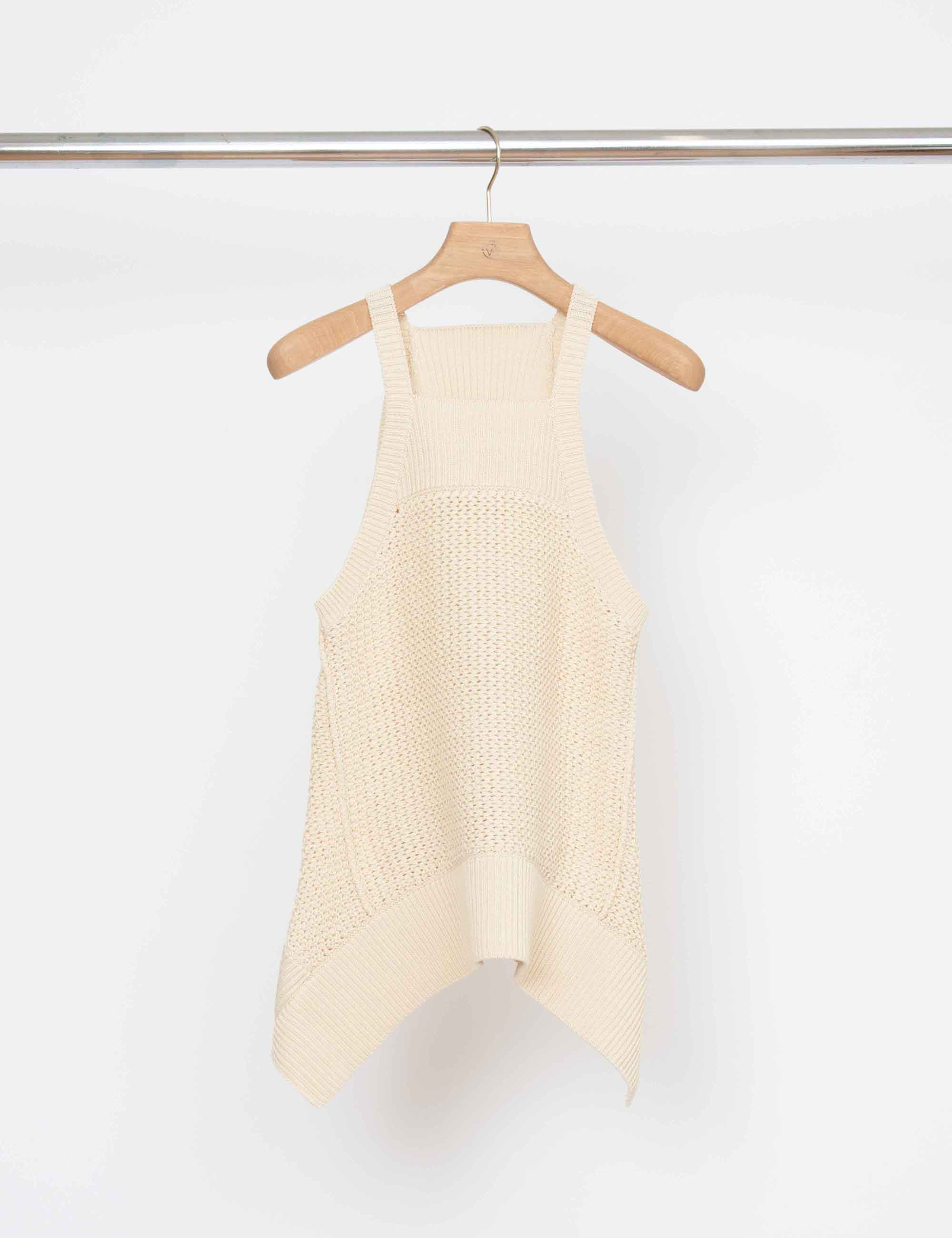 Mercerised Textured Cotton Tank With Scarf Hem - Image 2