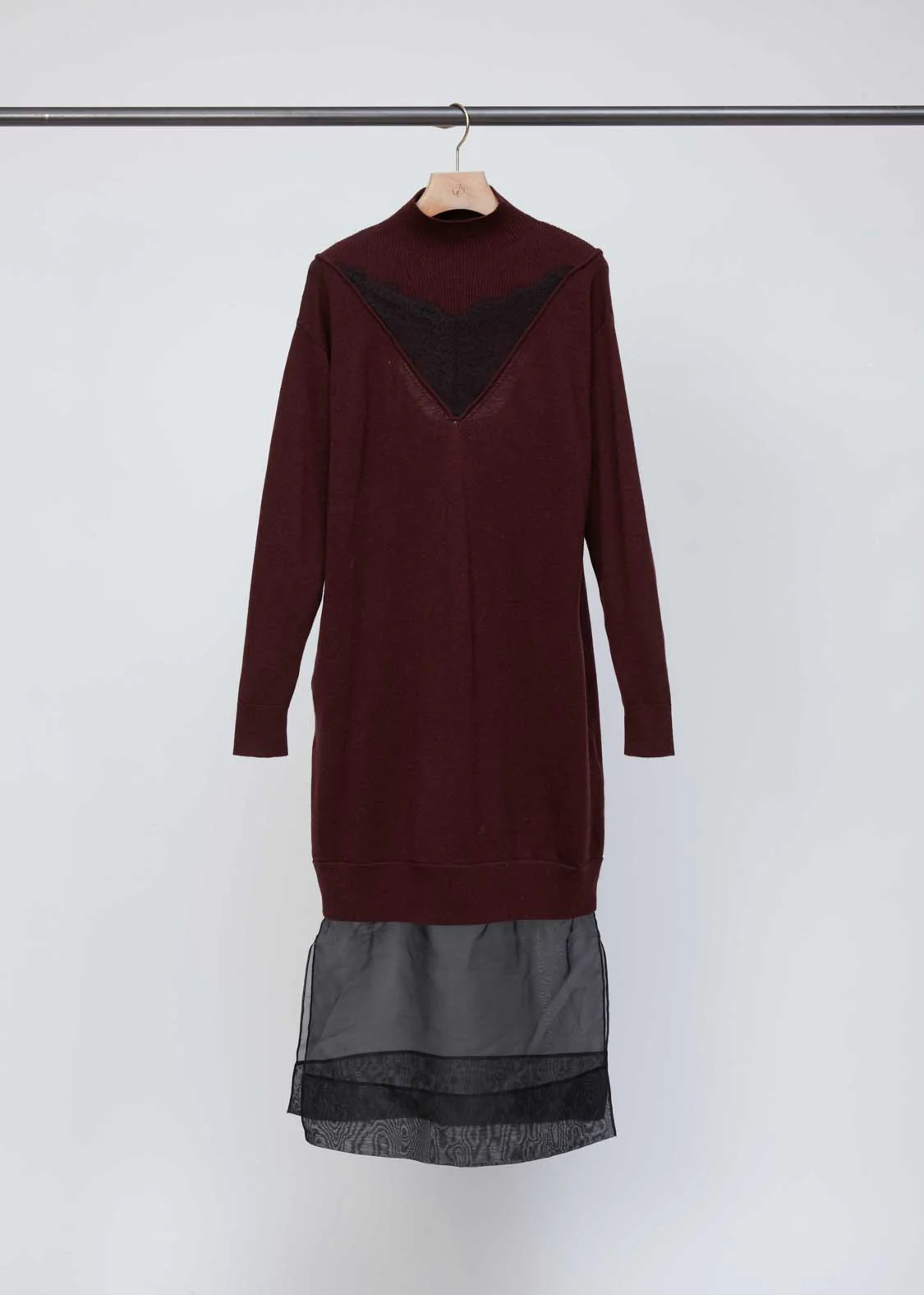 Mockneck Knit Dress with Lace Inlay - Image 16