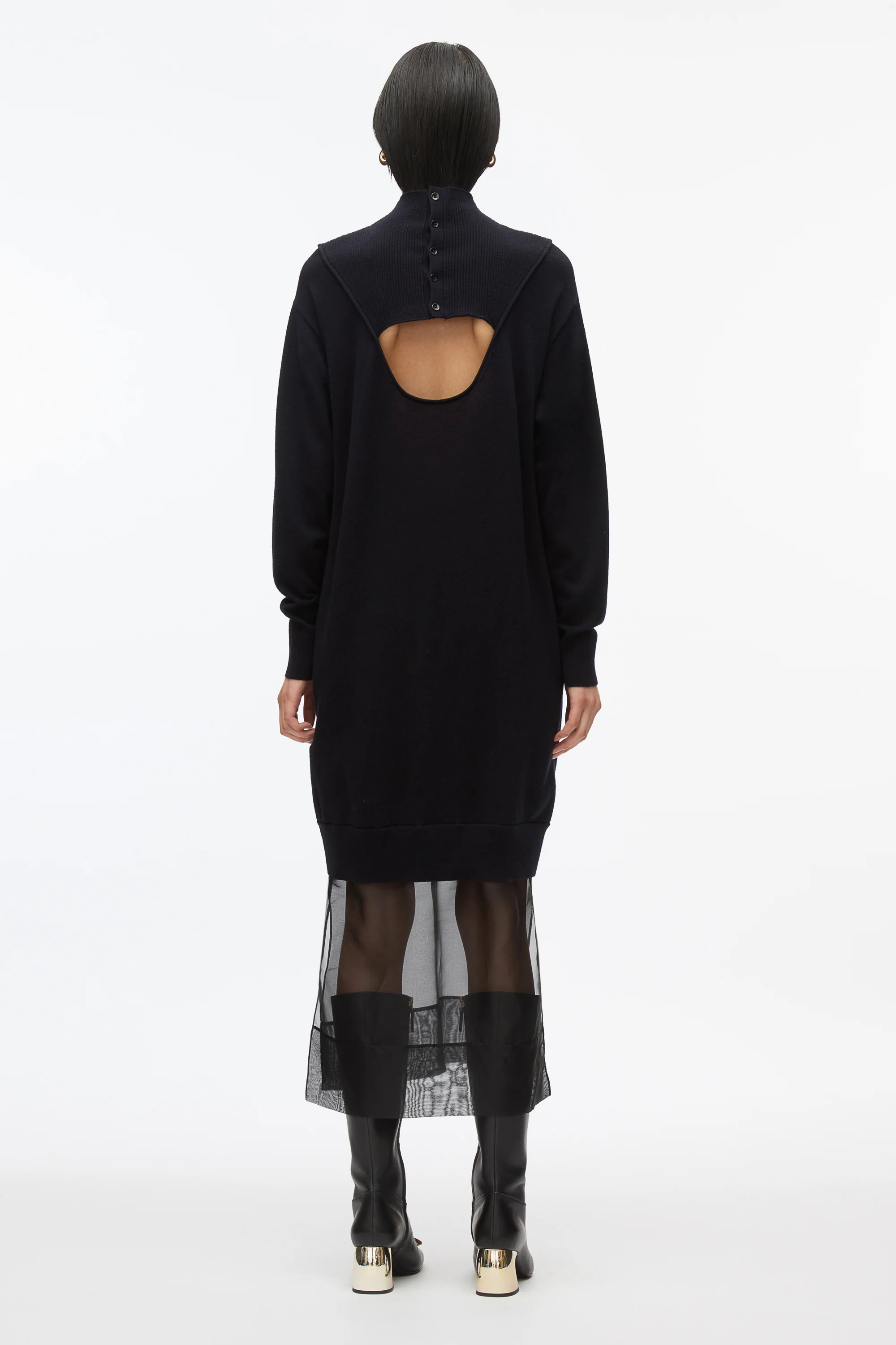 Mockneck Knit Dress with Lace Inlay - Image 8