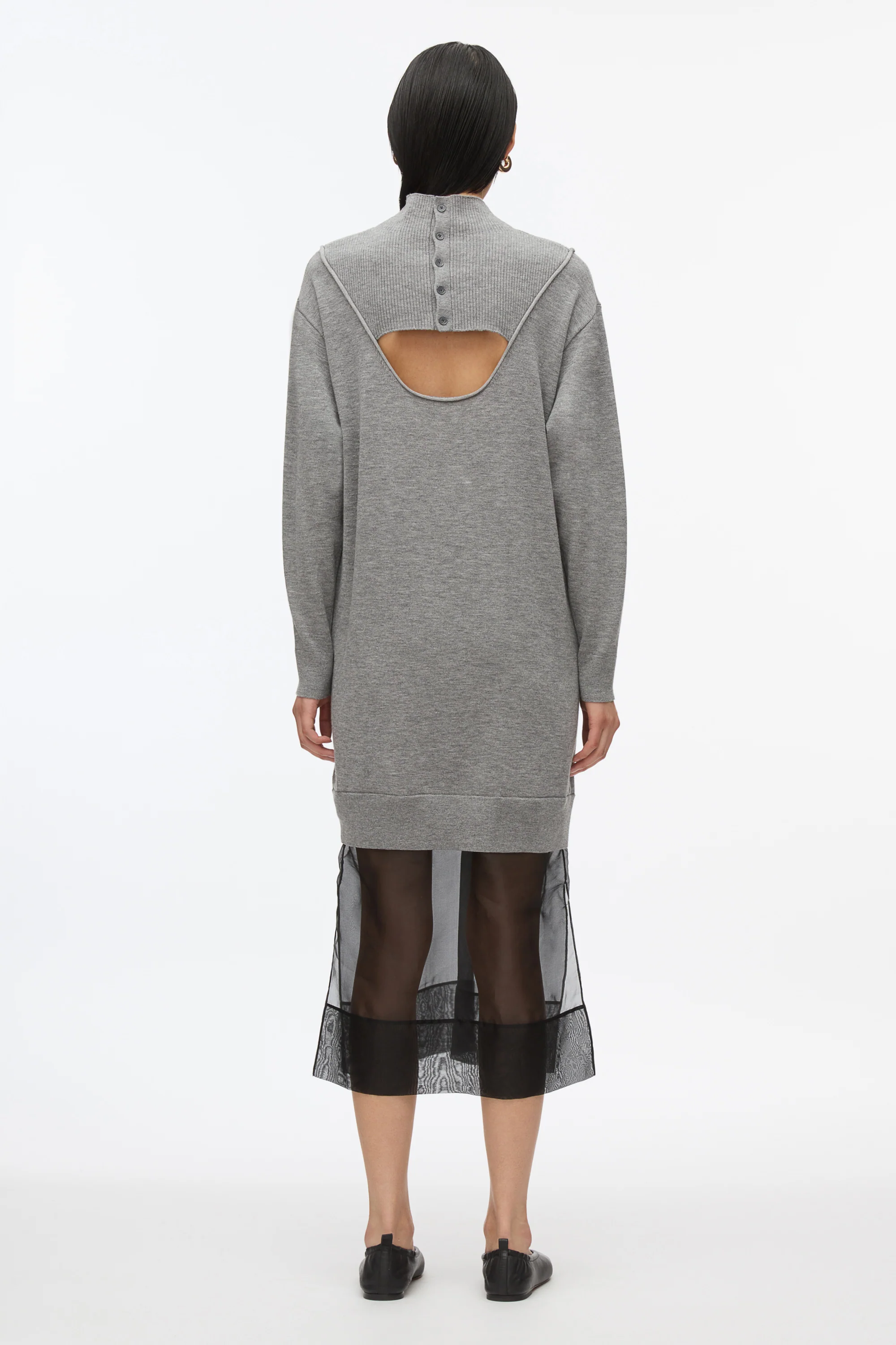 Mockneck Knit Dress with Lace Inlay - Image 3