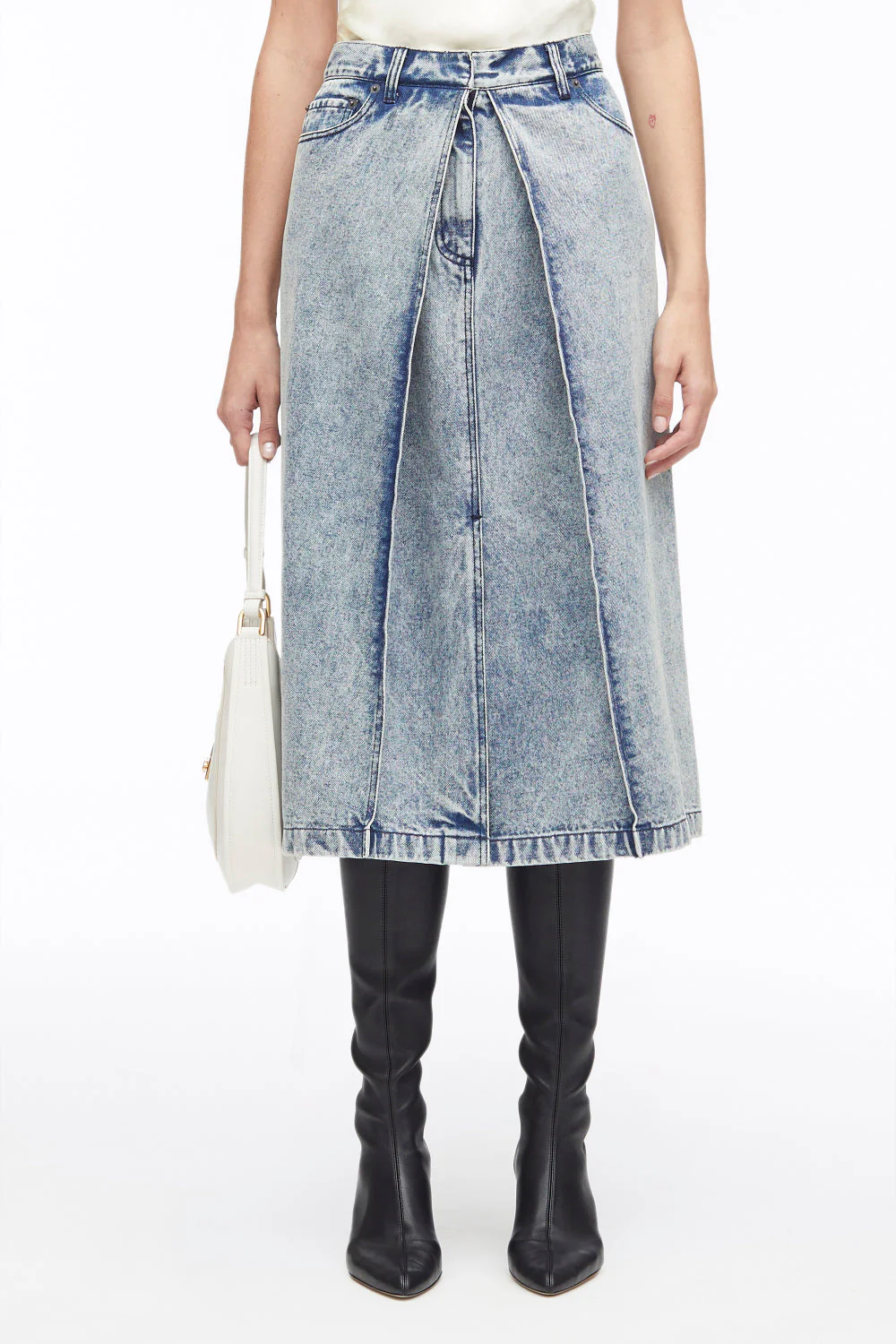 Overdyed Denim Pleated Skirt - Image 2