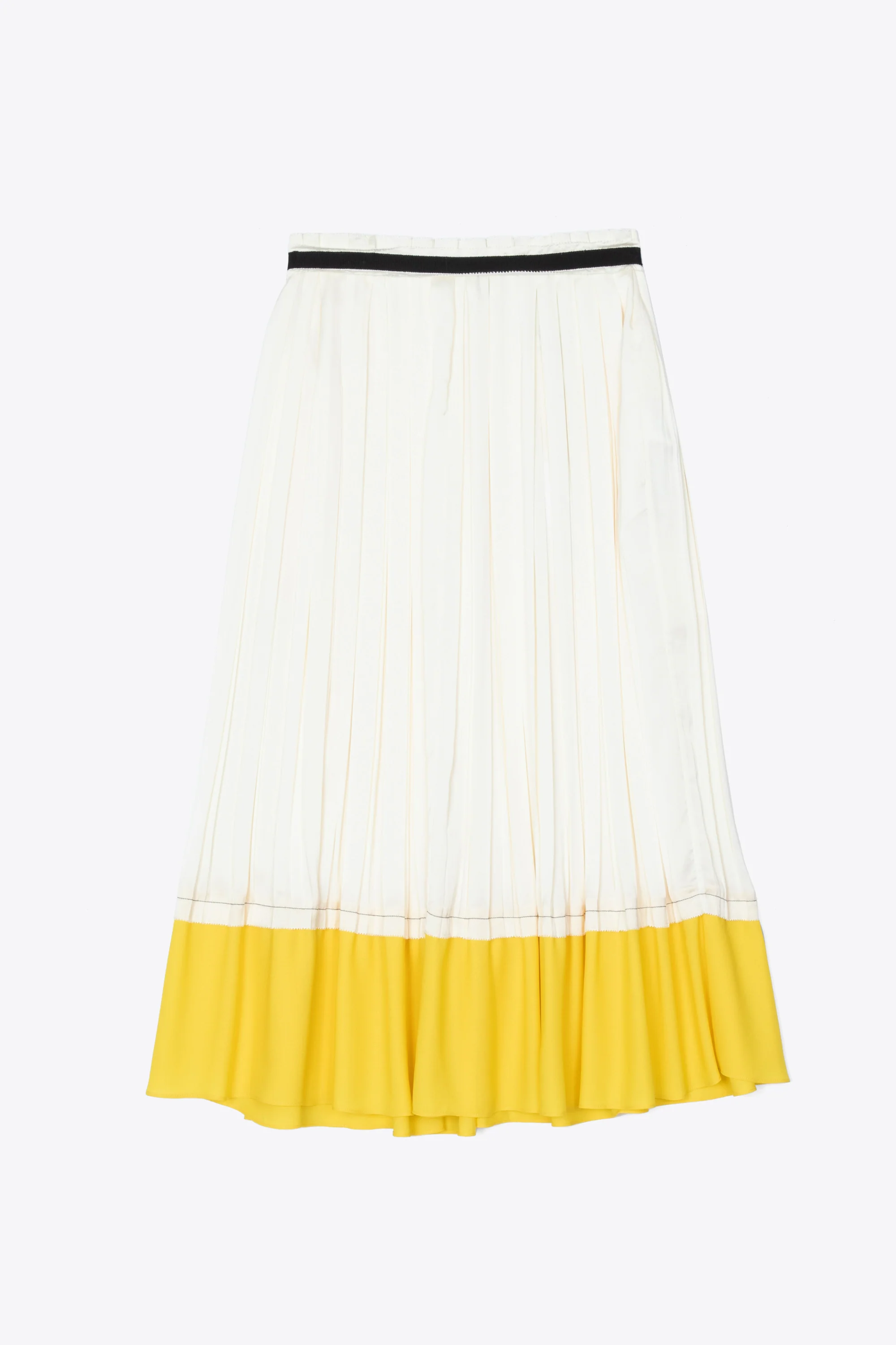 Pleated Satin Midi Skirt